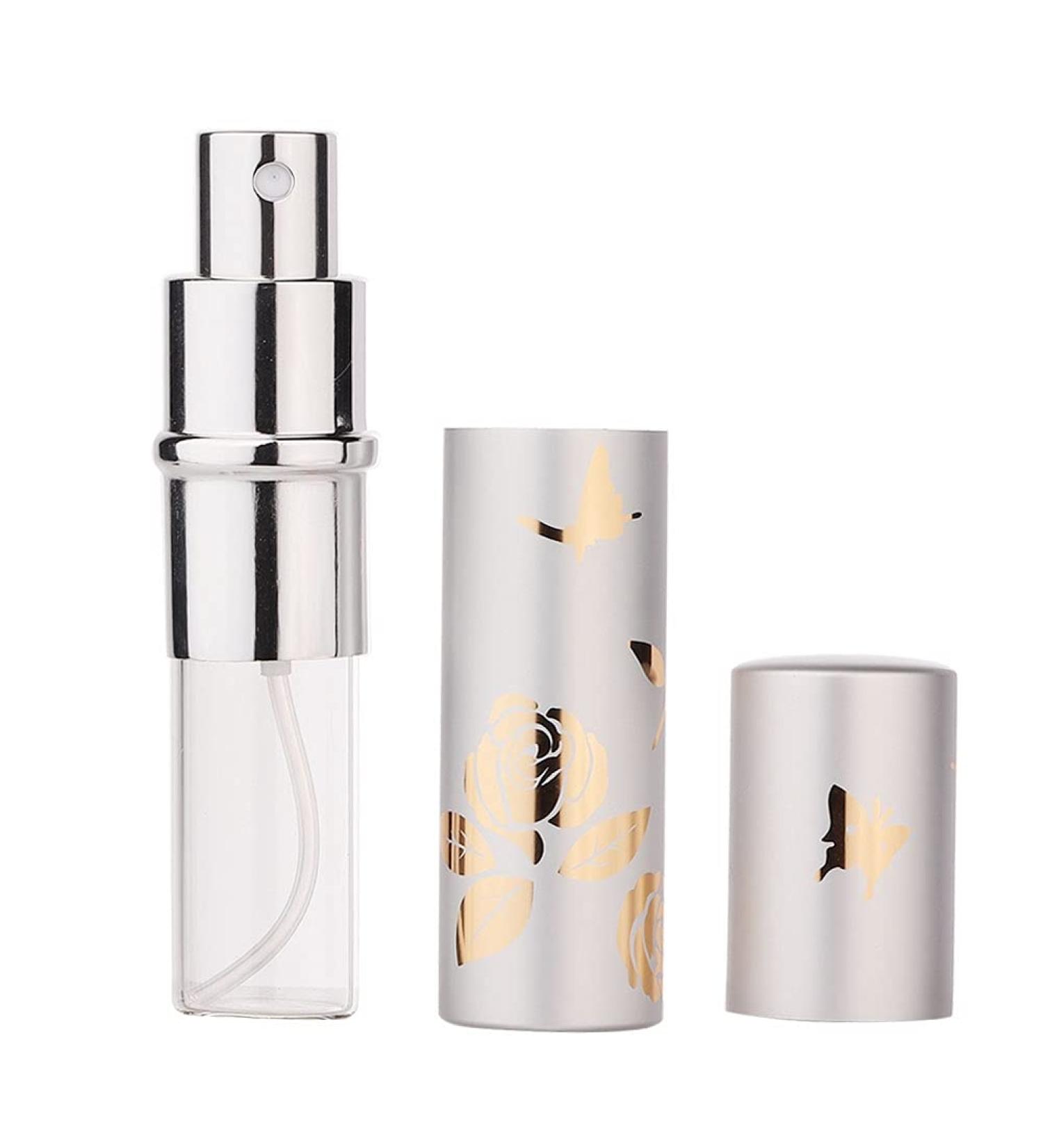 10ml Aluminum Perfume Spray Bottle Flower Pattern Atomizer for Perfume Toner Serum (Silver) - Buy Online on GoSupps.com