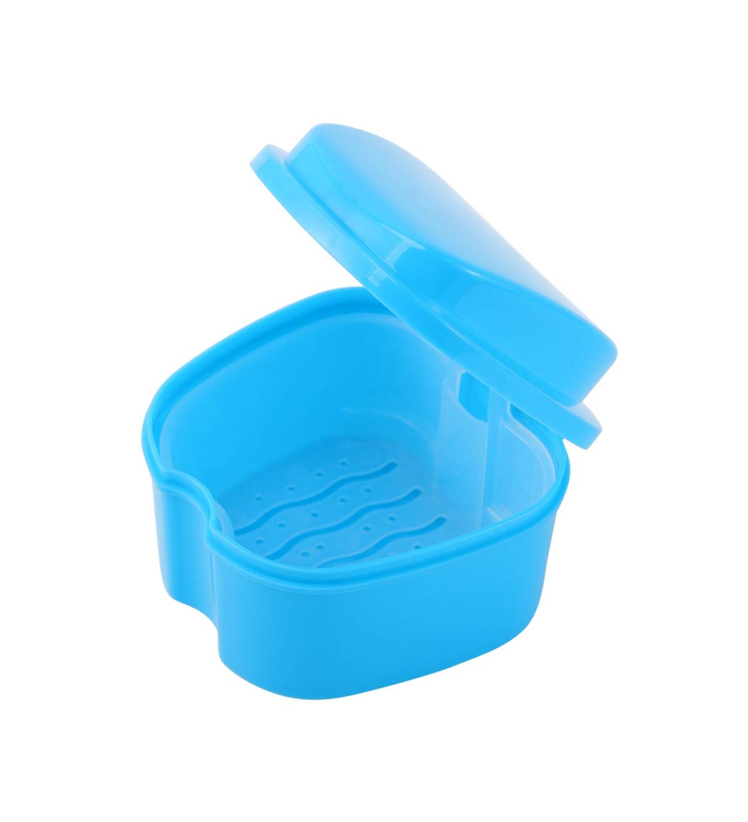 Denture Box for False Teeth & Dental Retainers - Sky Blue Storage Solution with Sieve | International Shipping Available - Buy Online on GoSupps.com