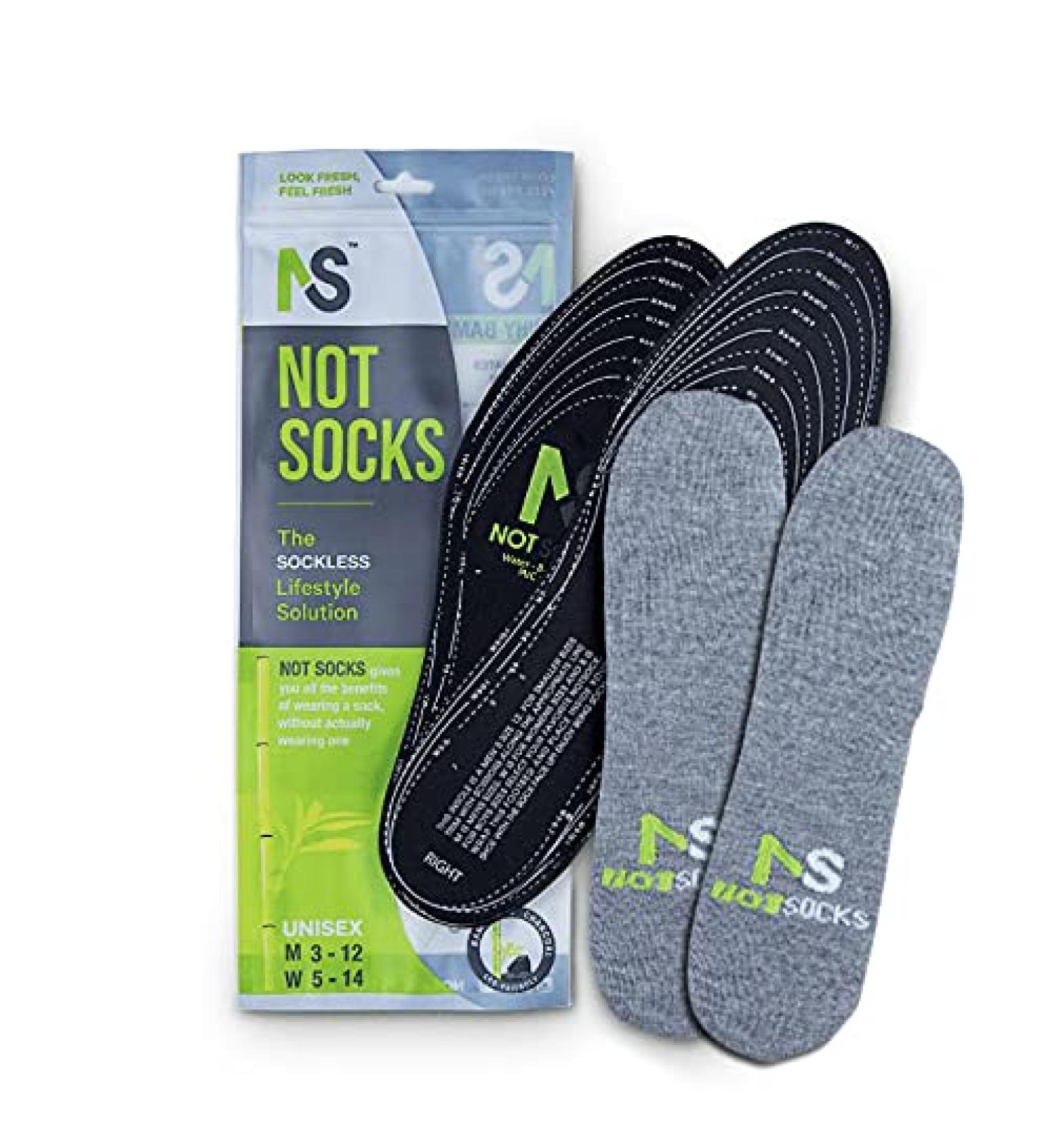 NotSocks Bamboo Charcoal Shoe Liner Insert + Cover - Heather Grey - Buy Online on GoSupps.com