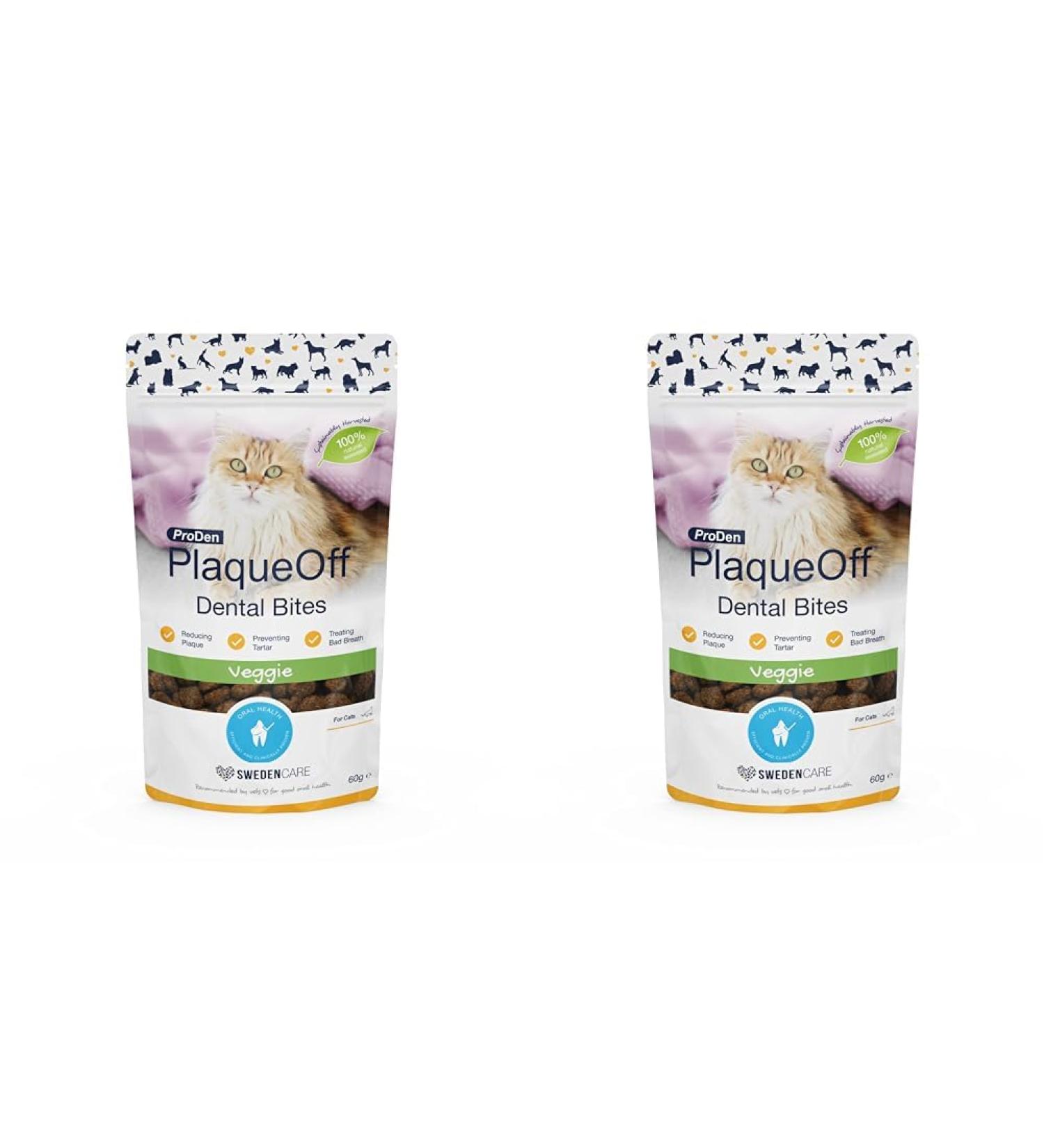 ProDen PlaqueOff Dental Bites for Cats - 60g Pack of 2 | Fight Bad Breath Plaque & Tartar | International Shipping - Buy Online on GoSupps.com
