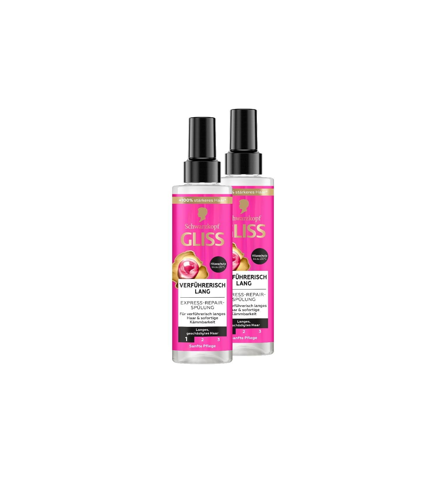 handle Gliss ExpressRepair Conditioner seductively long 2 x 200 ml hair conditioner for seductively long hair conditioner with heat protection for future hair damage 200 ml 2er Pack - Buy Online on GoSupps.com