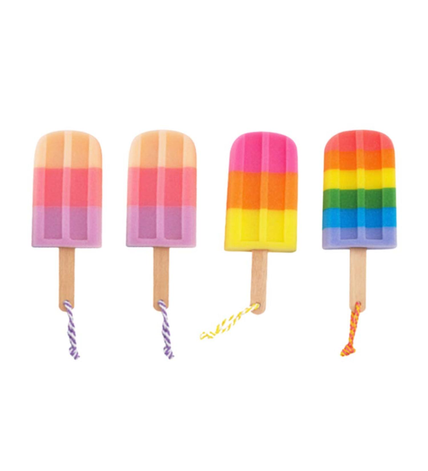 Minkissy Kids Bath Sponge 4pcs Ice Cream Shower Body Loofah | Baby Girls Shower Scrubber (Random Color) - Buy Online on GoSupps.com