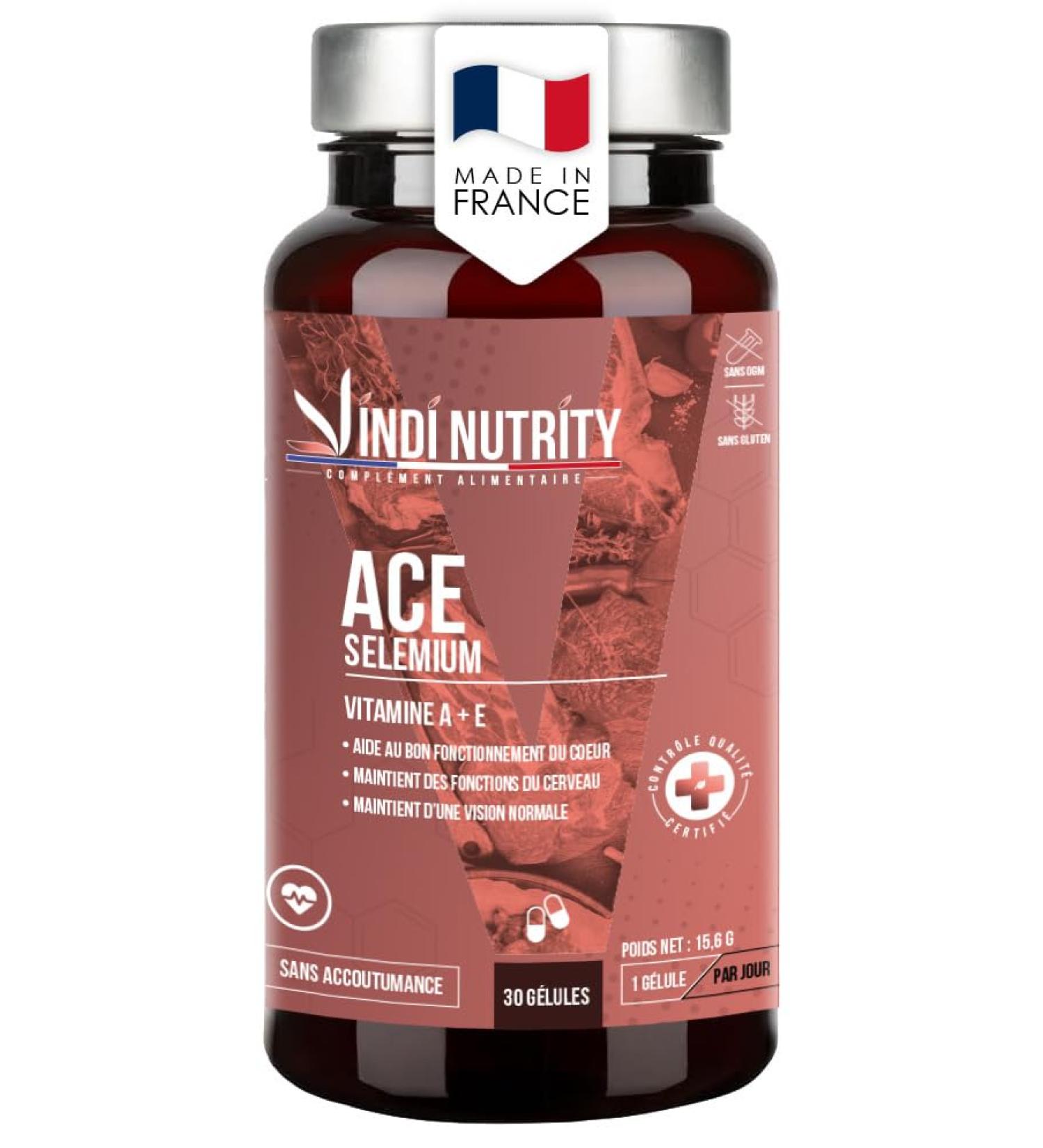 ACE S l nium Vitamines A C E Compl ment Alimentaire 30 G lules VINDI NUTRITY Fabriqu en France - Buy Online on GoSupps.com