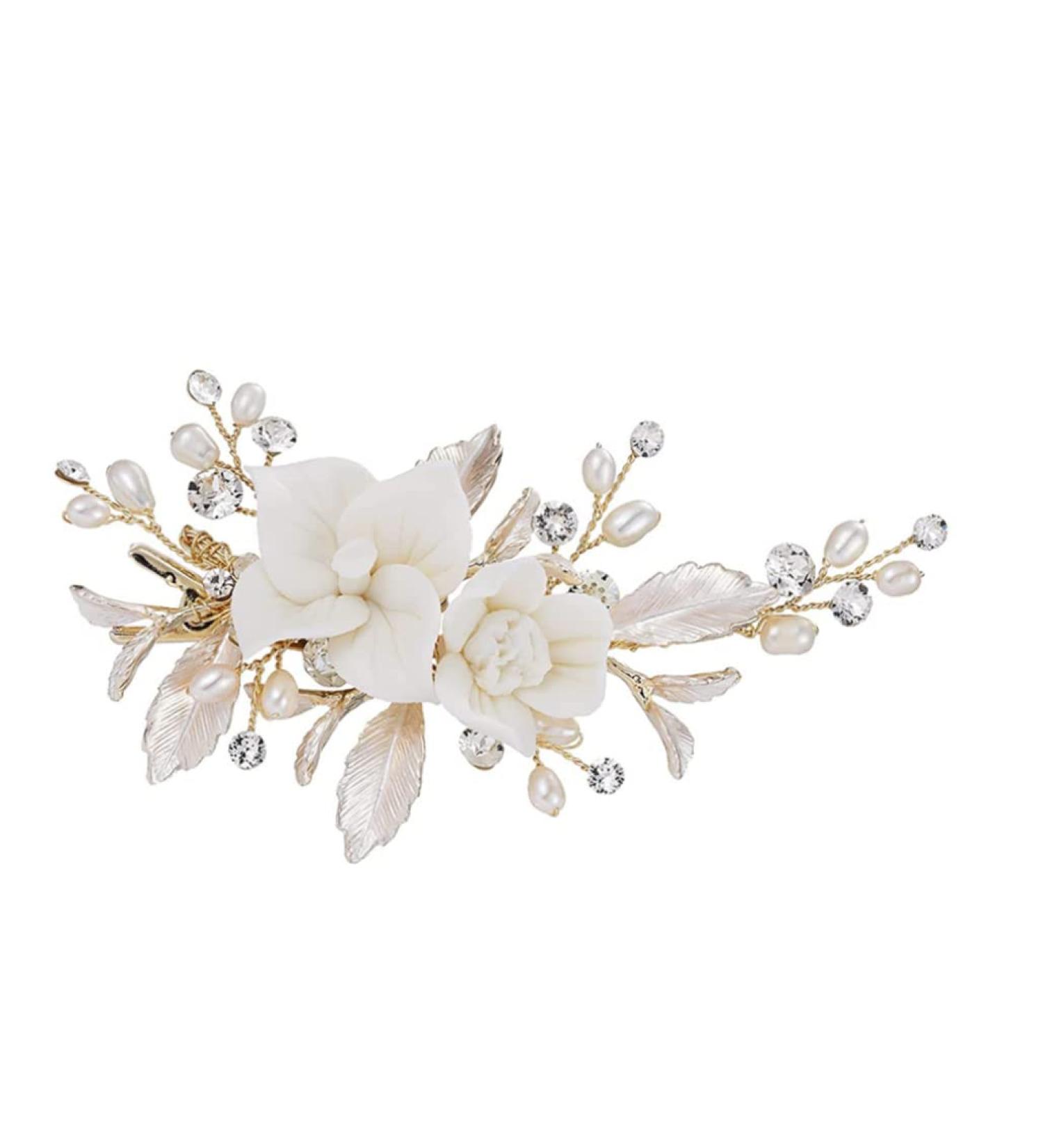 Bride Hair Clip Wedding Hair Clip Flower Wedding Hair Piece for Bride Hair Comb Barrette Bridal Hair Accessories Gold - Buy Online on GoSupps.com