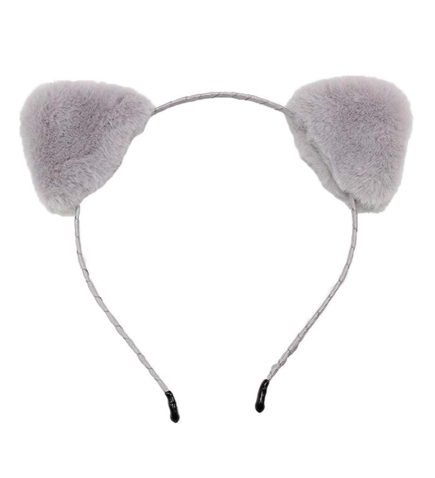 Amropi Cat Ears Headband - Plush Gray Hair Bands for Women & Girls | Daily Wear Cosplay & Party Decoration - Buy Online on GoSupps.com