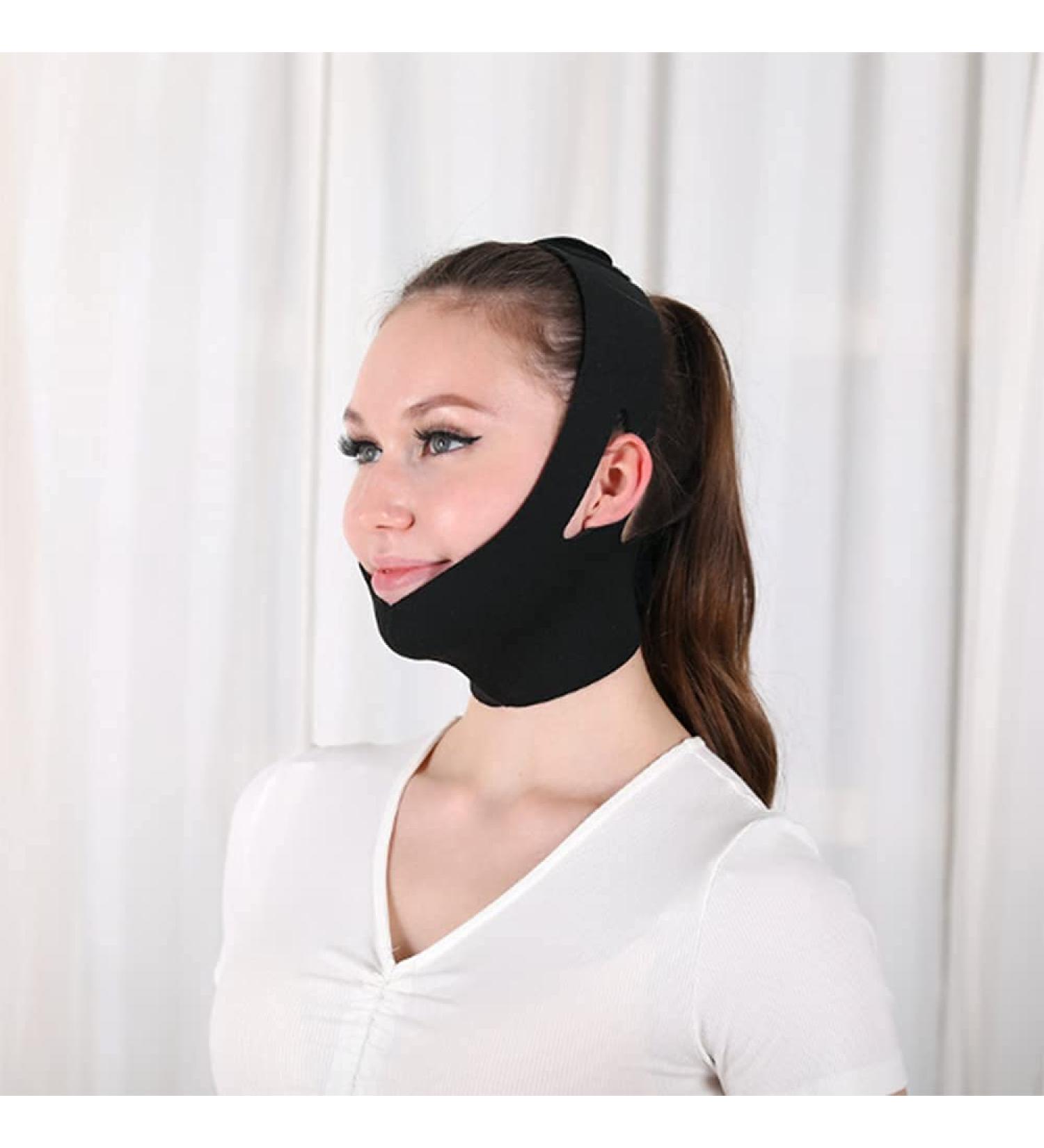 Women's Elastic Face Slimming Bandage | V Line Chin Cheek Lift Up Belt | Anti Wrinkle Facial Strap | Skin Care Beauty Tool (Black) - Buy Online on GoSupps.com