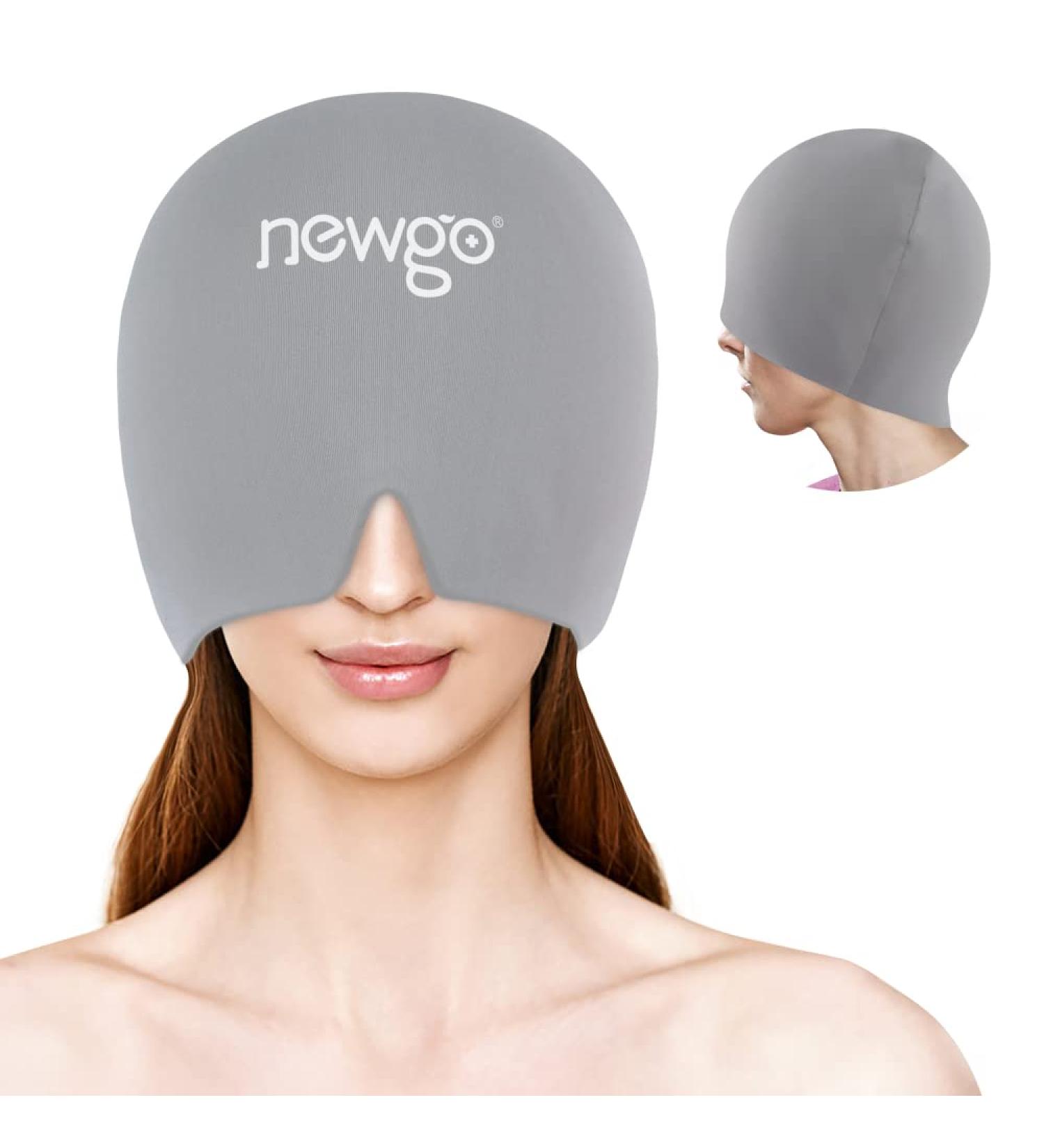 Newgo Migraine Cooling Mask & Headache Cap - Full Coverage Ice Pack for Sinus Relief Stress Relief & Swollen Eyes (Gray) - Buy Online on GoSupps.com