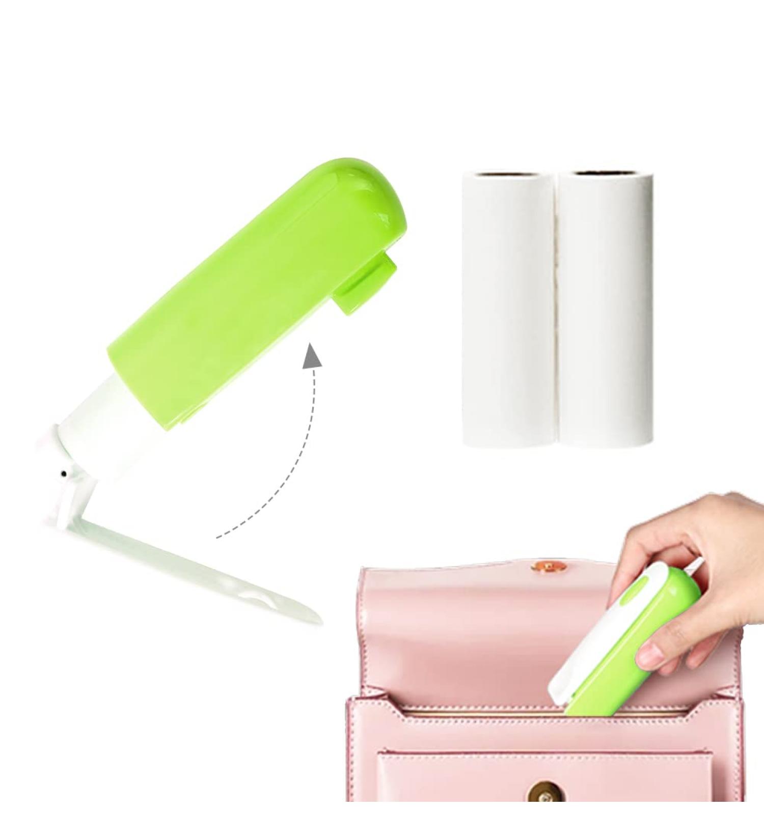 Travel-Ready Green Lint Roller | 90 Sheets + 2 Refill Rolls | Essential Handbag Accessory for Pet Hair Removal - Buy Online on GoSupps.com