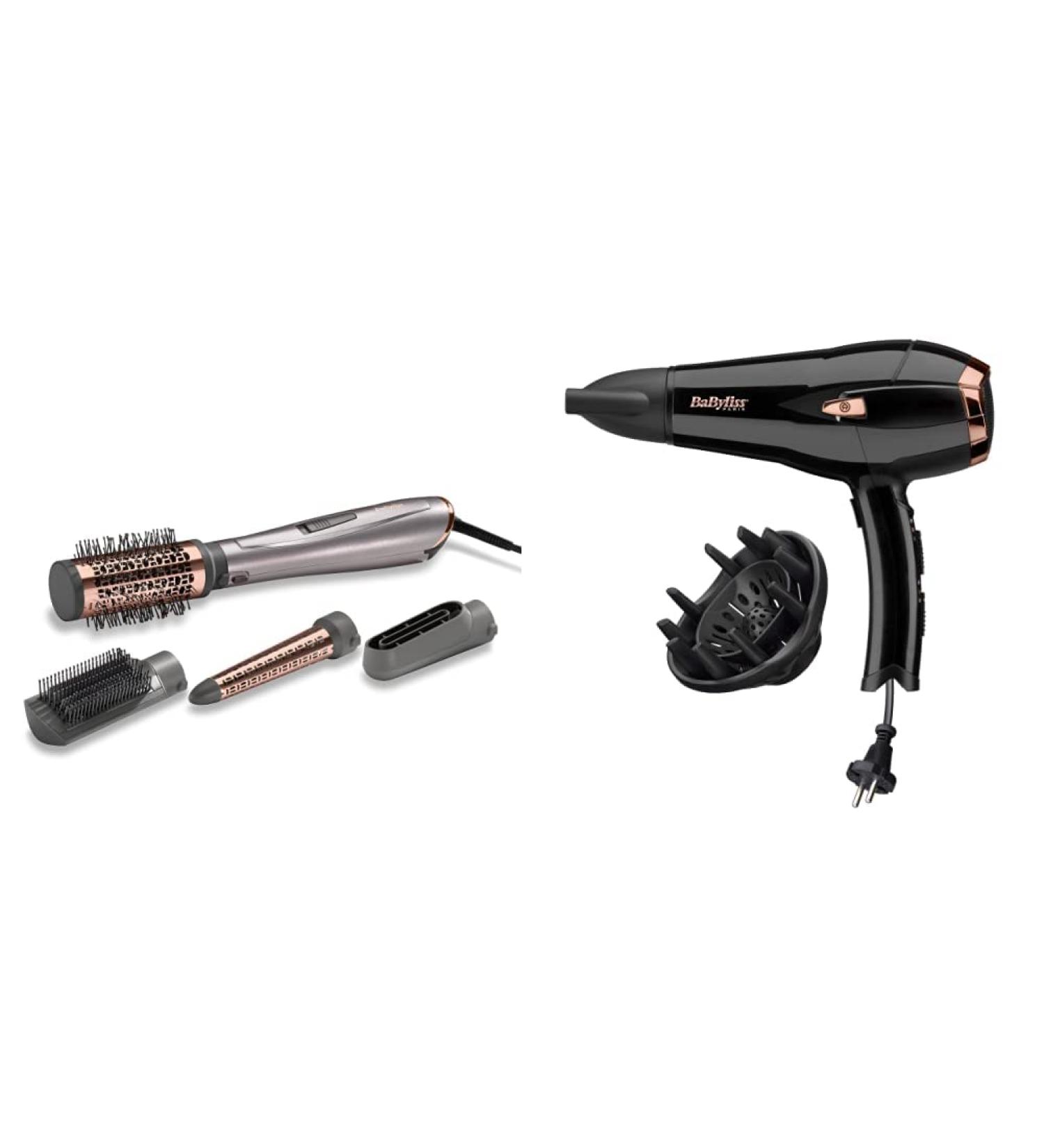 Babyliss Air Style 1000 & Cordkeeper 2000 Ionic Hair Dryer Bundle - Warm Air Brush with Ion Technology 4 Attachments 2000W Black & Silver-Rose Gold - International Shipping Available - Buy Online on GoSupps.com