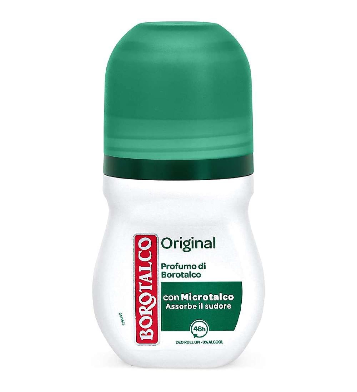 Borotalco Borotalco Original Roll-On Deodorant 48h with active crystal talc alcohol-free perspiration protection Borotalco fragrance 8 x 50ml bottles
