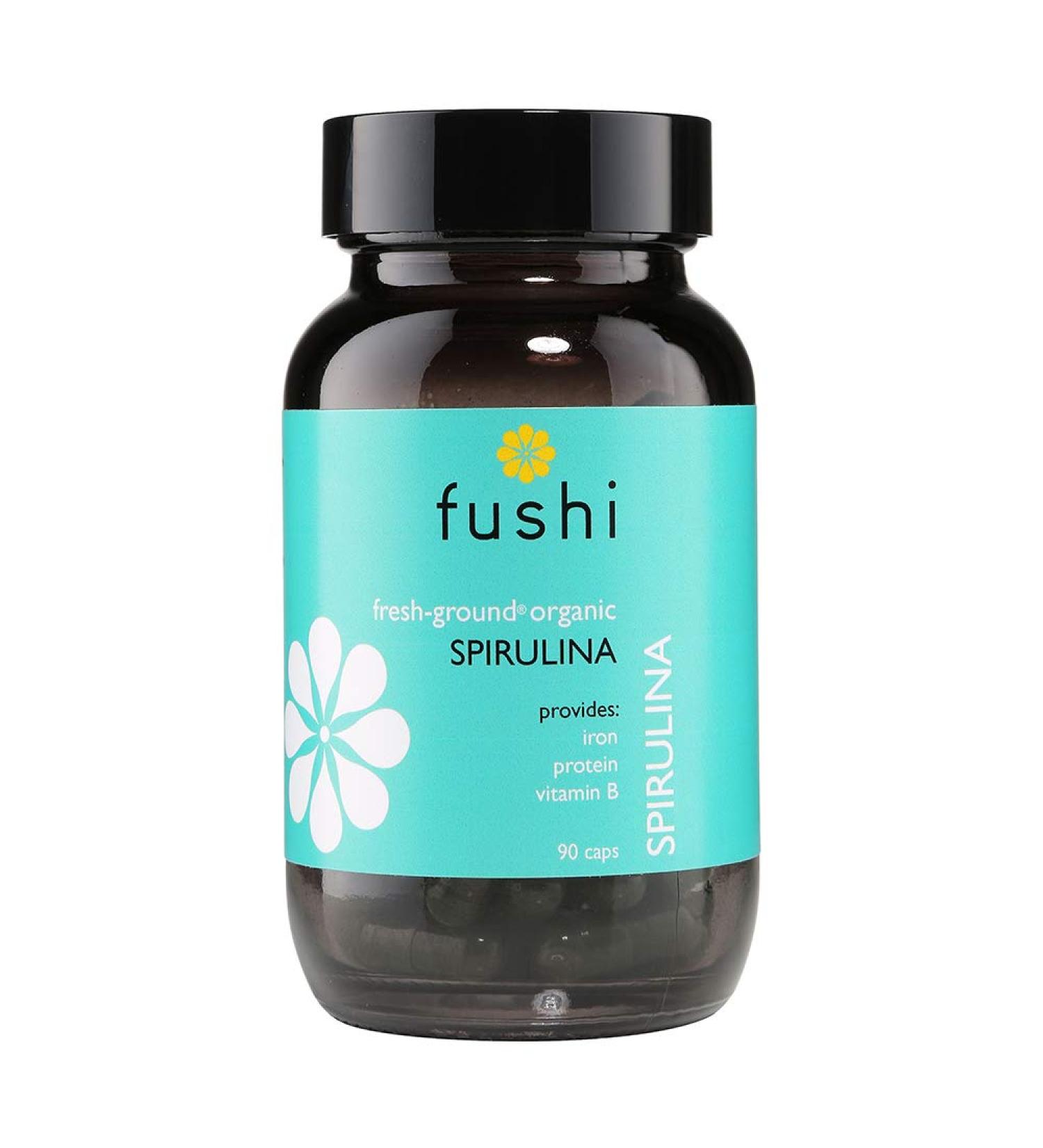 Fushi Organic Spirulina 500 mg 90 Caps | Cold Processed | Vegan Protein source | Best for Iron Protein Vitamin B | Ethical & Vegan Society Approved | Manufactured in the UK