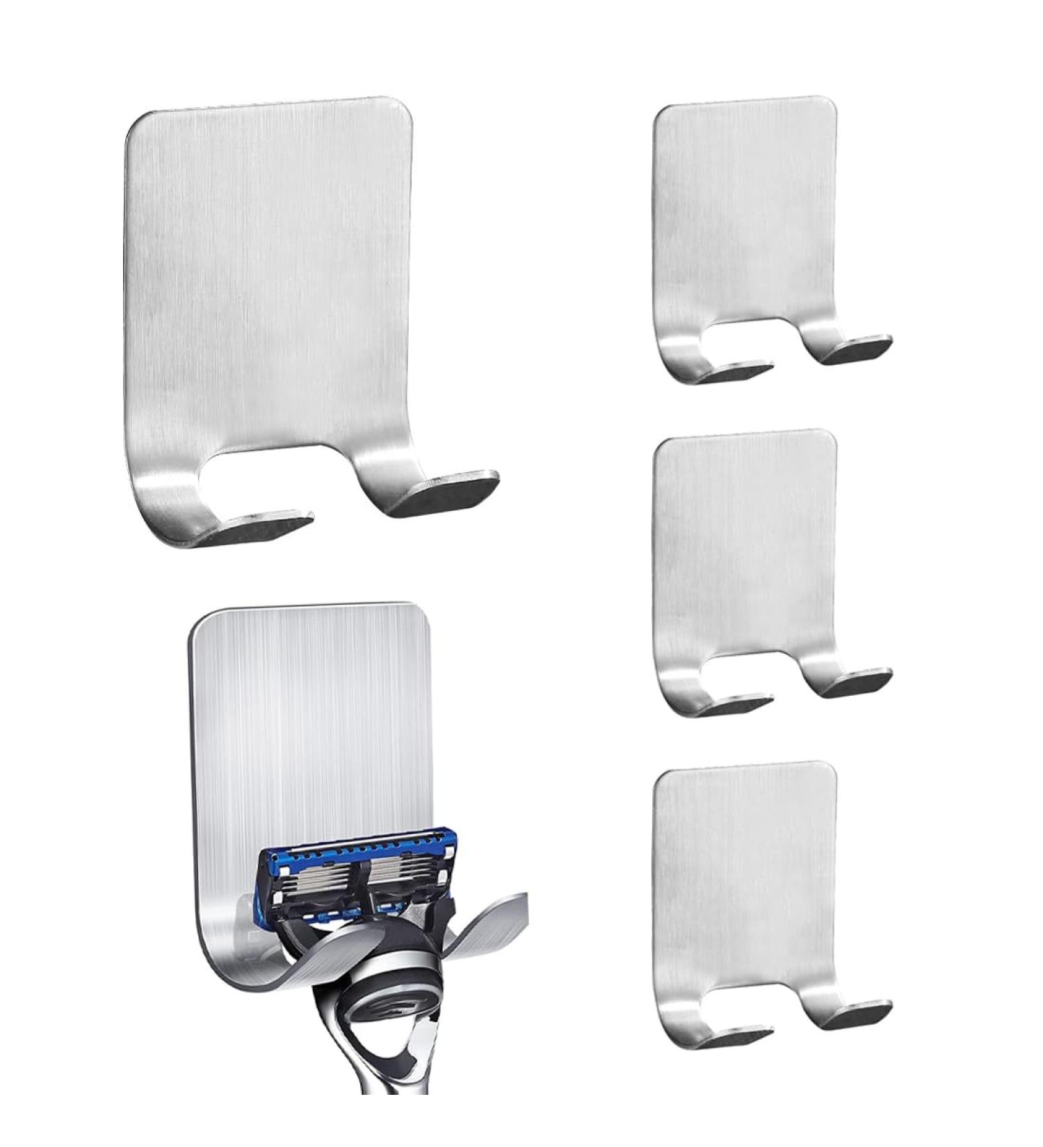 AAED 4-Pack Stainless Steel Shaver Holder - Waterproof Self-Adhesive Razor Hook for Shower & Bathroom (No Drilling Required) - Buy Online on GoSupps.com
