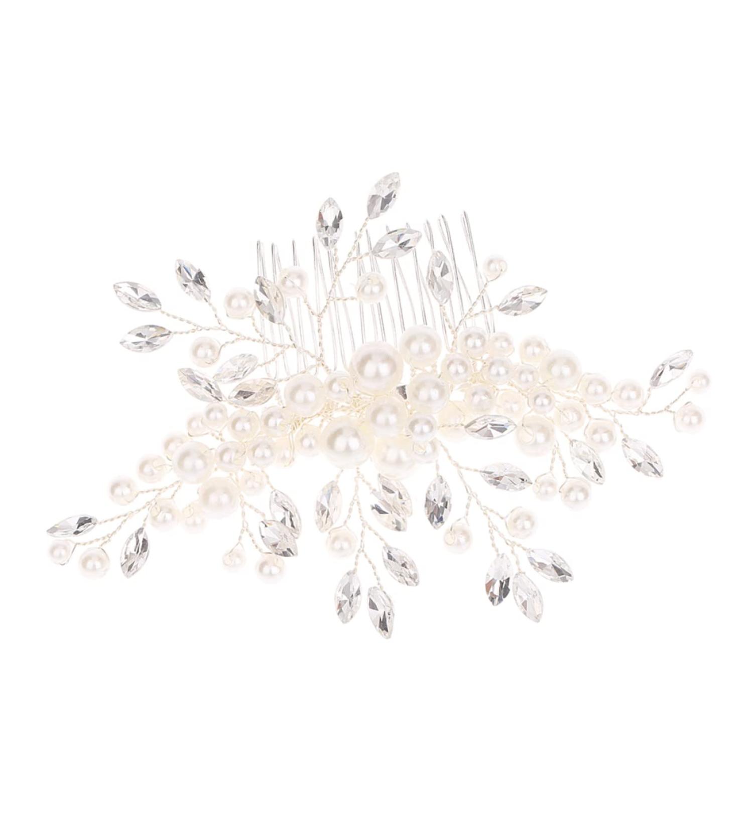 minkissy 1pc Wedding Headpiece for Bride Wedding Hair Comb Clip Hair Clip Pearl Headpiece Wedding Headdress Metal Hair Claw Clips Wedding Hair Jewelry Wedding Clip Fashion Bridesmaid - Buy Online on GoSupps.com