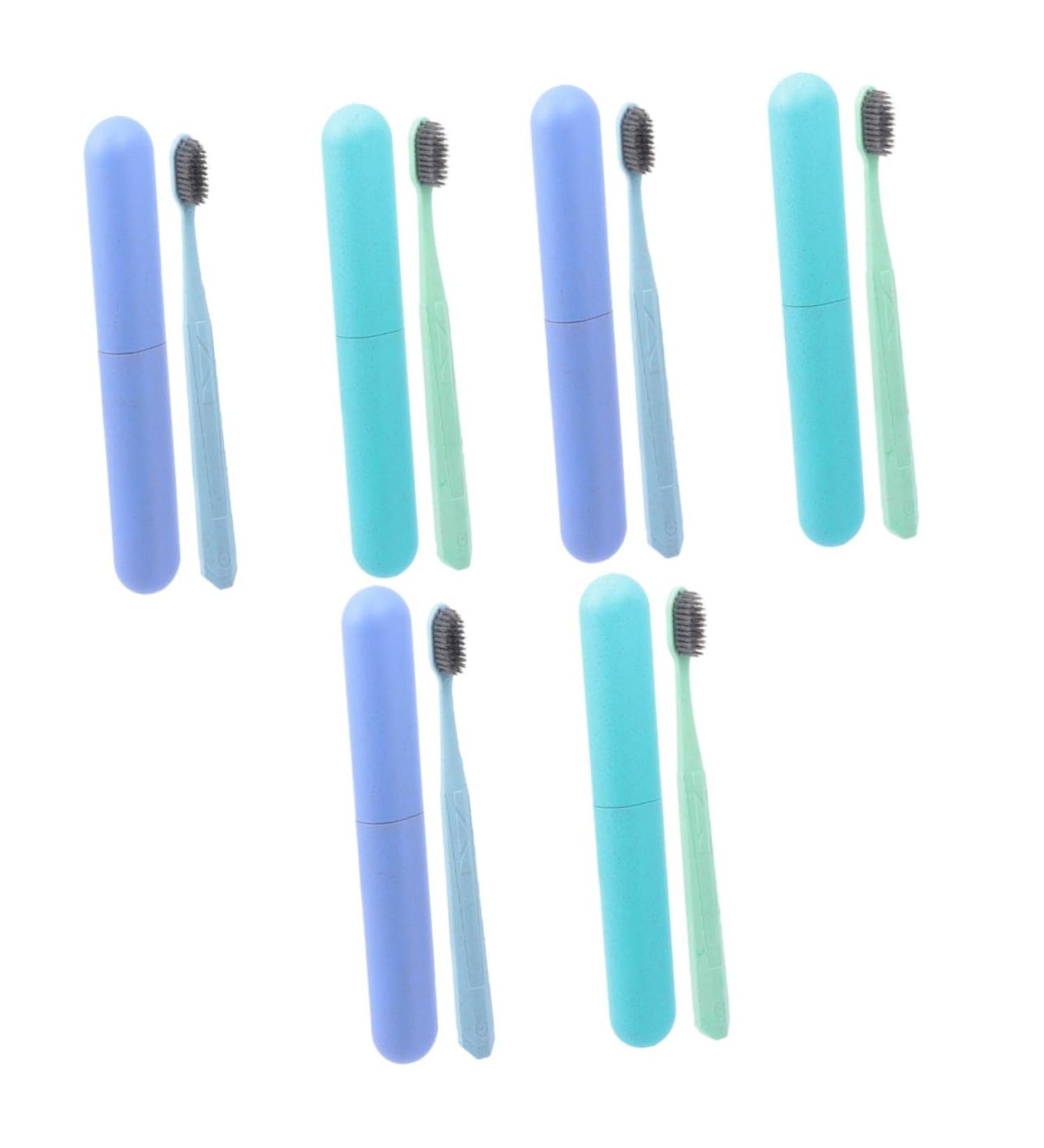 Gatuida 6 STK Gum Care Natural Toothbrush Set Eco-Friendly Adult Toothbrushes with Travel Case & Wheat Box for International Shipping - Buy Online on GoSupps.com