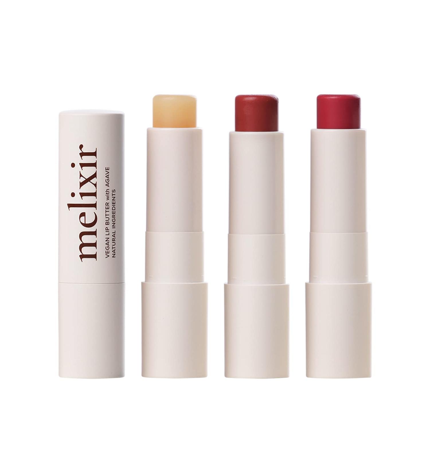 Melixir Vegan Lip Butter Trio (#01 Agave #02 Nudy Rose #05 Dewy Rose) Hydrating Tinted Lip Balm for Dry Chapped Lips Petrolatum-Free Gift Set for Women Korean Lip Care Skincare Set - Buy Online on GoSupps.com