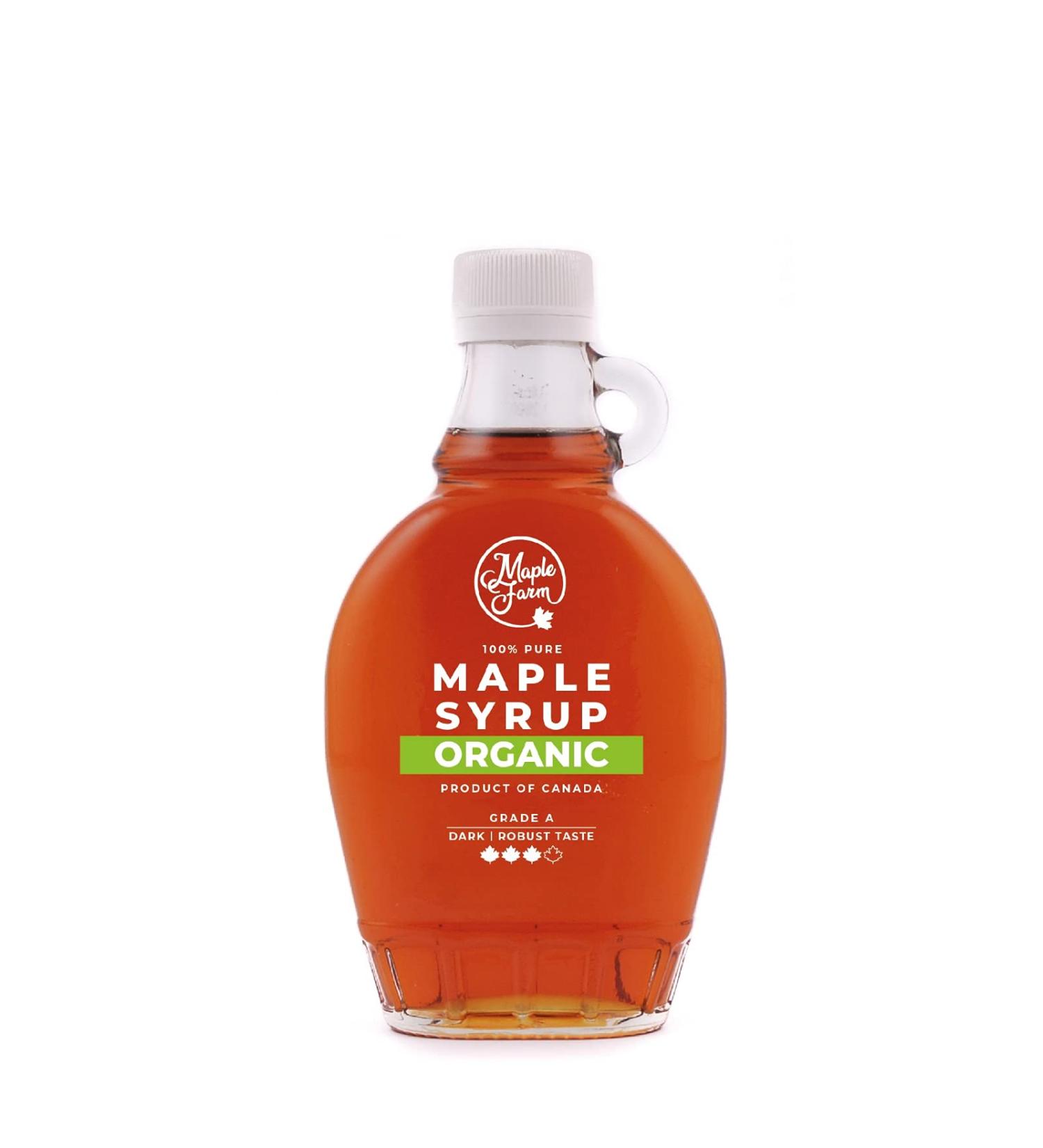 MapleFarm - Pure Canadian ORGANIC Maple Syrup Grade A (Dark Taste Sturdy) - 250 ml (Pack of 1) - Pure Maple Syrup - Organic - Buy Online on GoSupps.com