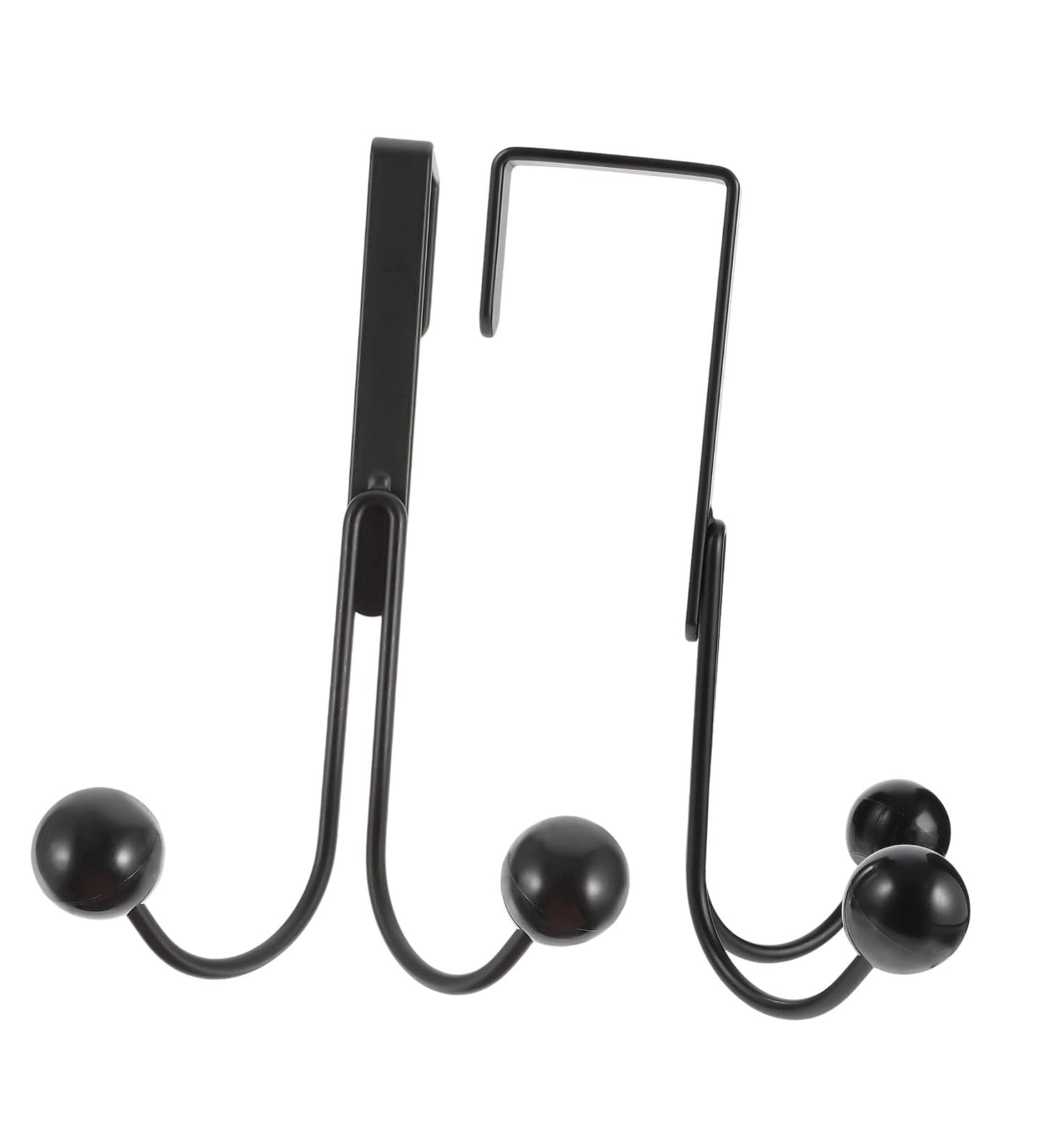 NAMOARLY 2pcs Double Hook Wall Mounted Clothes Rack Door Clothes Hangers Punch- Hook Back Door Nail 14x9cm Black - Buy Online on GoSupps.com