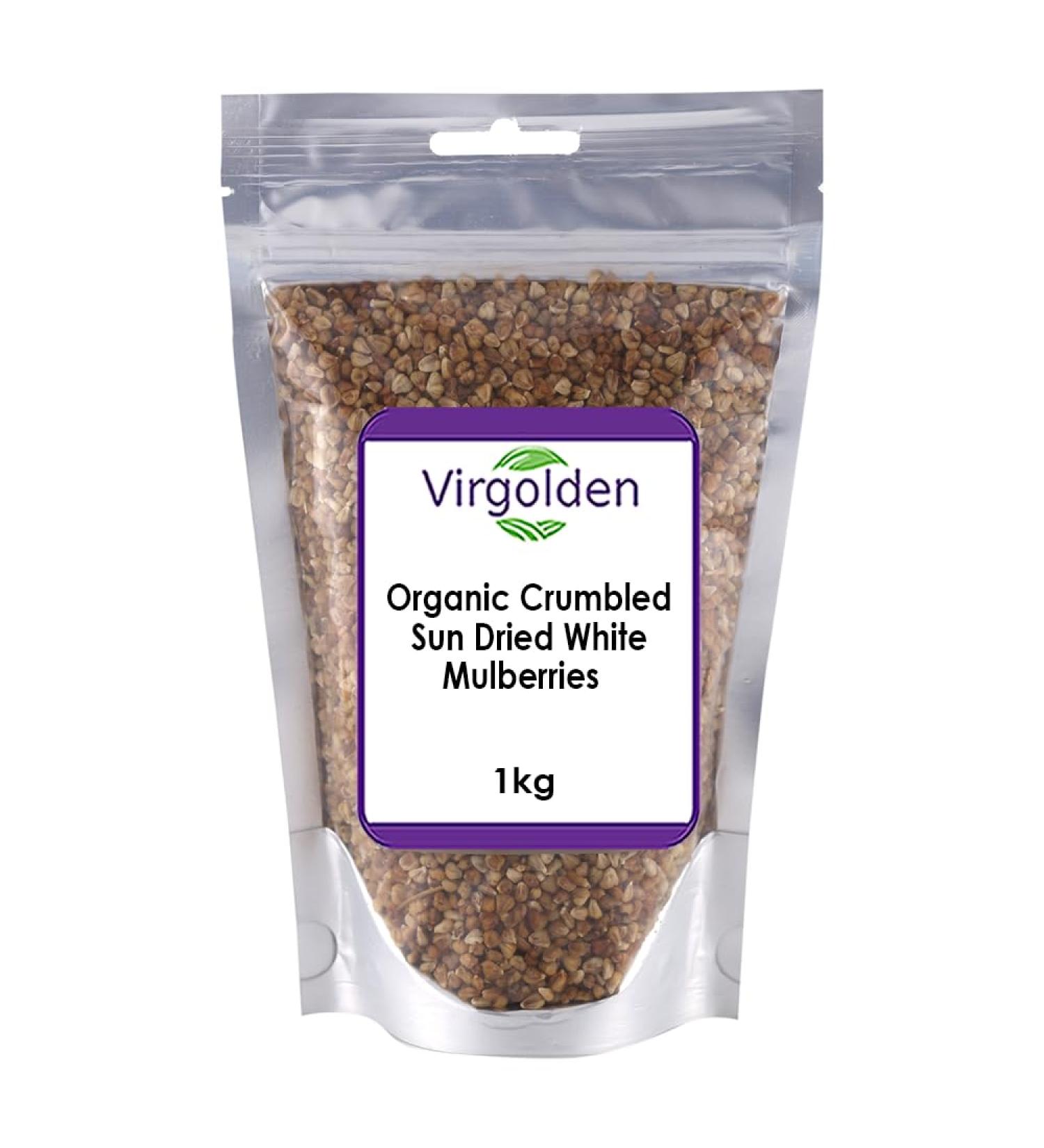 Organic Crumbled Sun Dried White Mulberries 1kg by Virgolden Organic - Buy Online on GoSupps.com