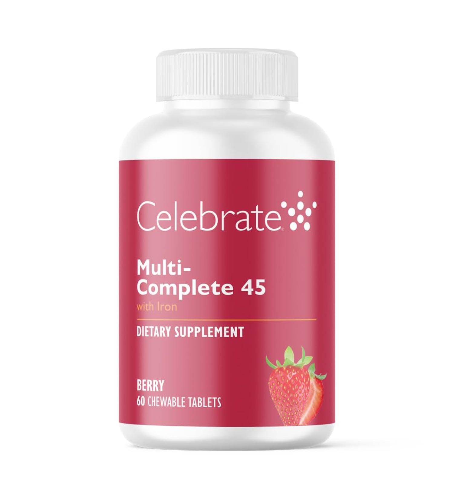 Celebrate Vitamins Multi-Complete Chewables 45mg Iron Daily Bariatric Multivitamin for Sleeve Gastrectomy and Gastric Bypass Surgery Patients Essential Vitamins & Minerals - Berry (60 Tablets) - Buy Online on GoSupps.com
