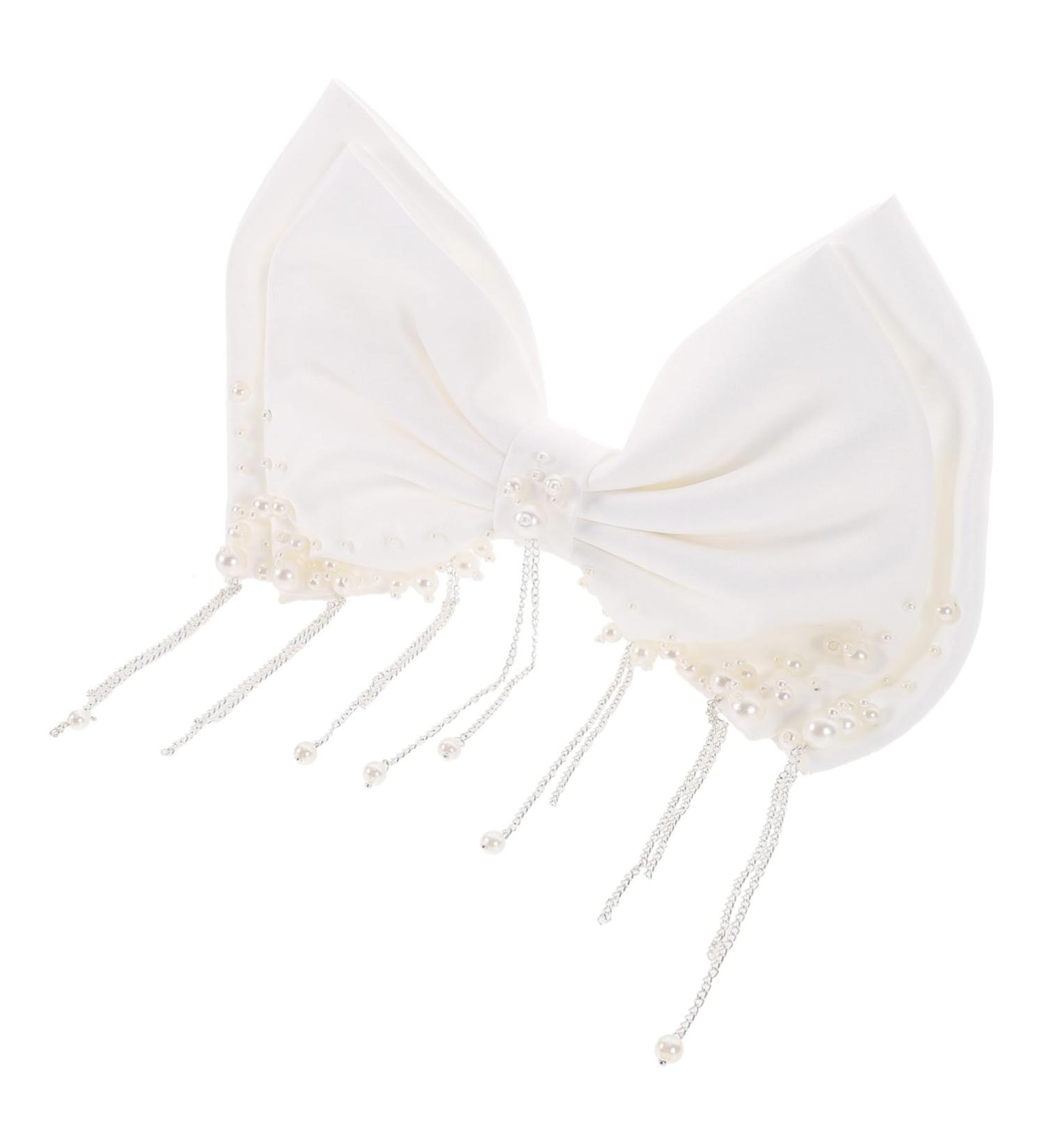 FRCOLOR Girl Hair Accessories Girls Hair Accessories Pearl Hair Clips Bridal Hair Accessories Fringe Trim Girl Bows Pearls Hair Bow Girls Hair Bows White Miss Metal Headgear Wedding - Buy Online on GoSupps.com