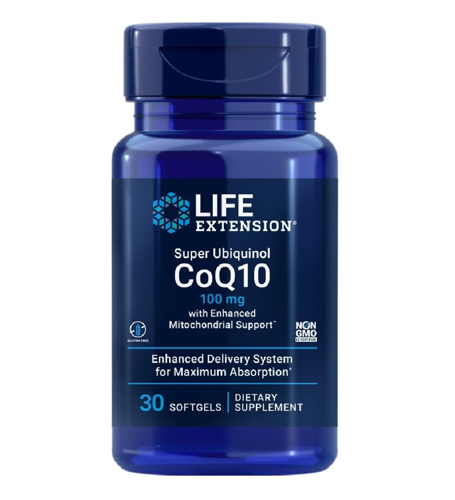Life Extension Super Ubiquinol CoQ10 with Reinforced Mitochondrial Support 100mg 30 Soft Capsules