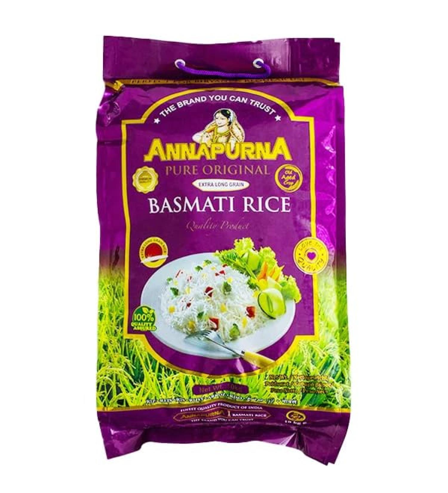 Seelans Annapurna Extra Long Grain Basmati Rice 10kg | Premium Quality | 100% Basmati | Delightful Delicate Aroma & Delicious Flavour | Perfect for Curries Biryani Any Savoury Dish| Vegan - Buy Online on GoSupps.com