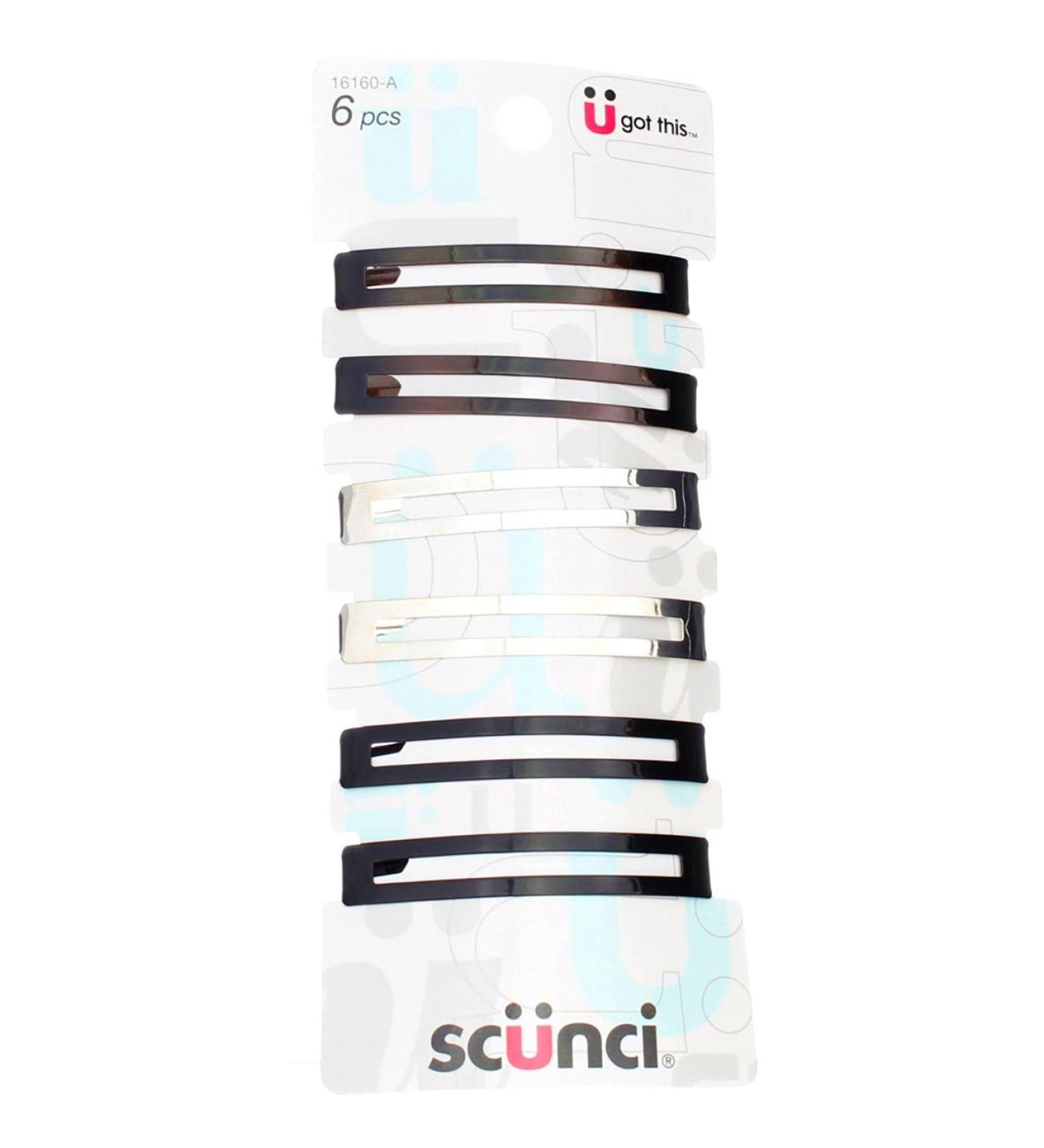 Scunci Metal Barrettes - Assorted Colors (6 Count) | Effortless Beauty - Buy Online on GoSupps.com