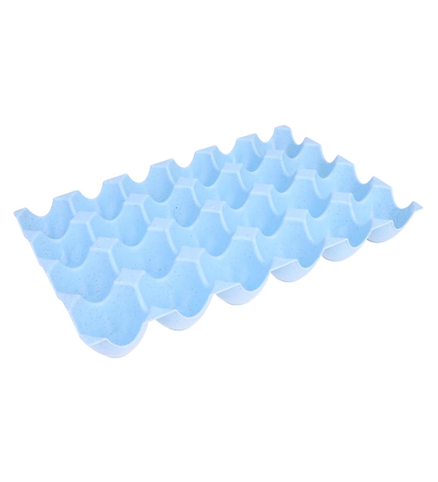 Healeved Box Egg Holder Plate Deviled Egg Holder Dispenser Container Refrigerator Egg Holder Egg Tray Wheat Blue 29*19CM - Buy Online on GoSupps.com