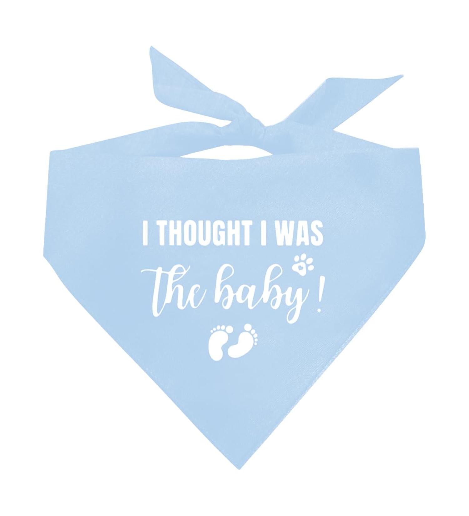 Light Blue Dog Bandana - 'I Thought I Was the Baby' Triangle Scarf for Small to Large Dogs - Perfect Pregnancy Announcement Accessory - Buy Online on GoSupps.com