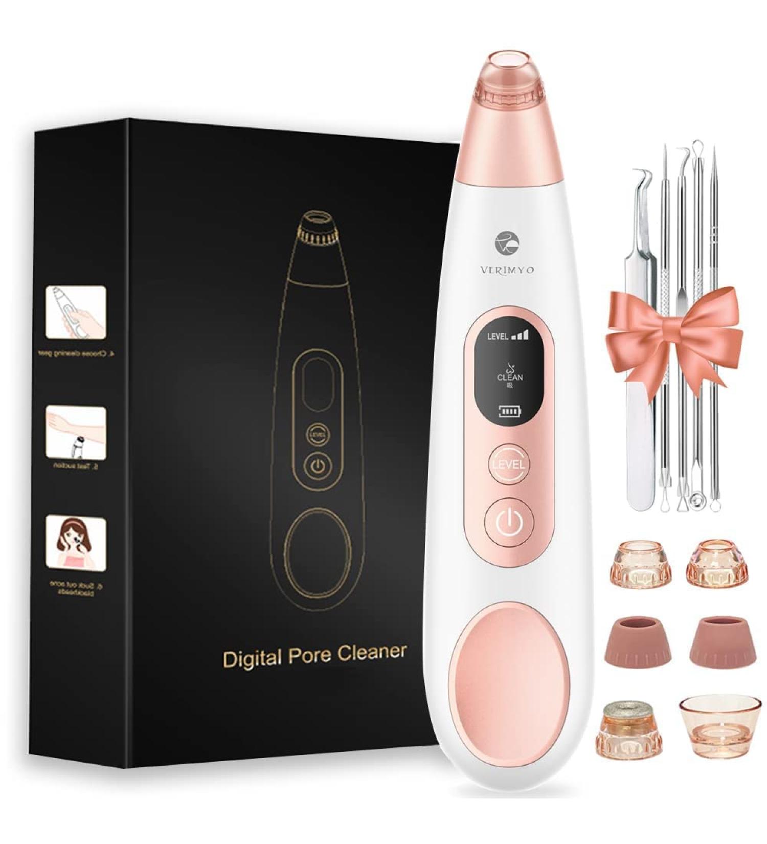 Blackhead Remover Vacuum - USB Pore Cleaner Tool for Men and Women | 3 Modes & 6 Suction Heads - Pink - Buy Online on GoSupps.com