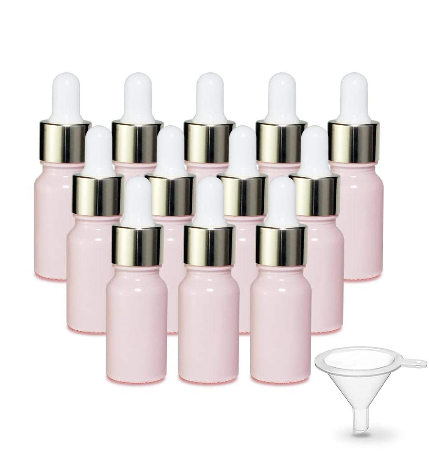 Seafulee 10ml Pink Coated Glass Eye Dropper Bottles - 12 Pack for Essential Oils & Aromatherapy - Buy Online on GoSupps.com