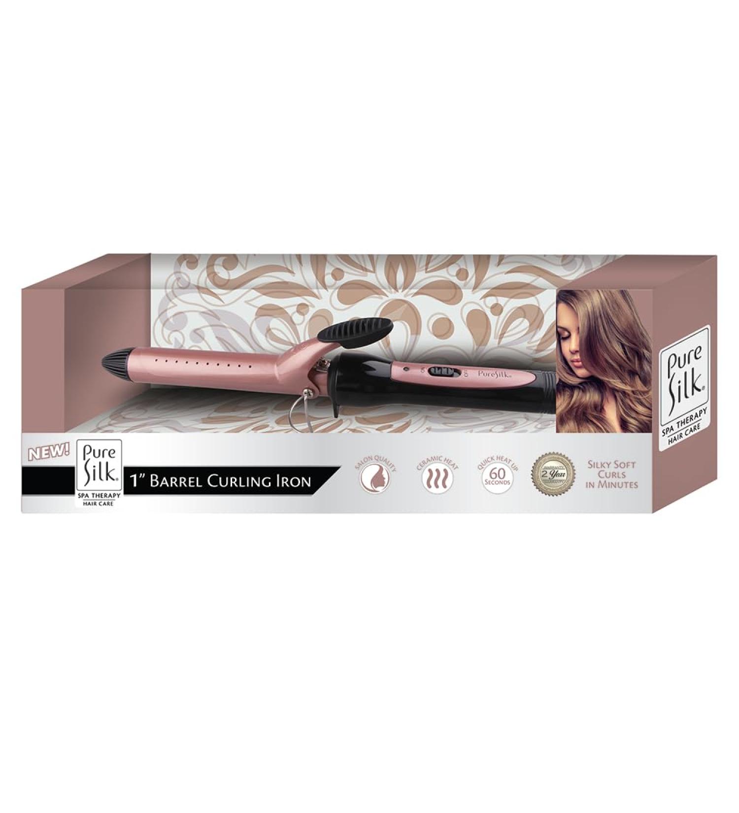 Buy Pure Silk 1 Curling Iron Wand - Salon Quality Tourmaline Ceramic Fast Heating Hair Crimper Tool for Women - Buy Online on GoSupps.com