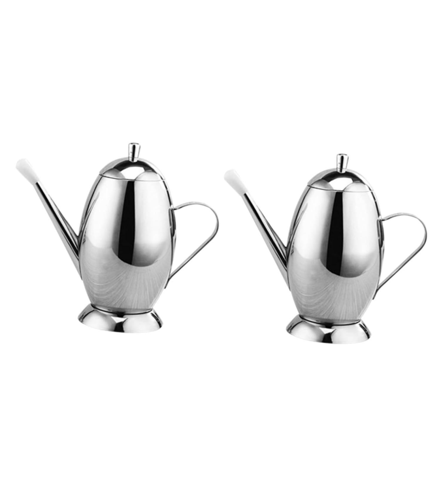 Zerodeko Simple Syrup Bottles 2pcs Stainless Steel Leakproof Seasoning Pot Convenient Oil Dispenser 16X8CMx2pcs Silverx2pcs - Buy Online on GoSupps.com