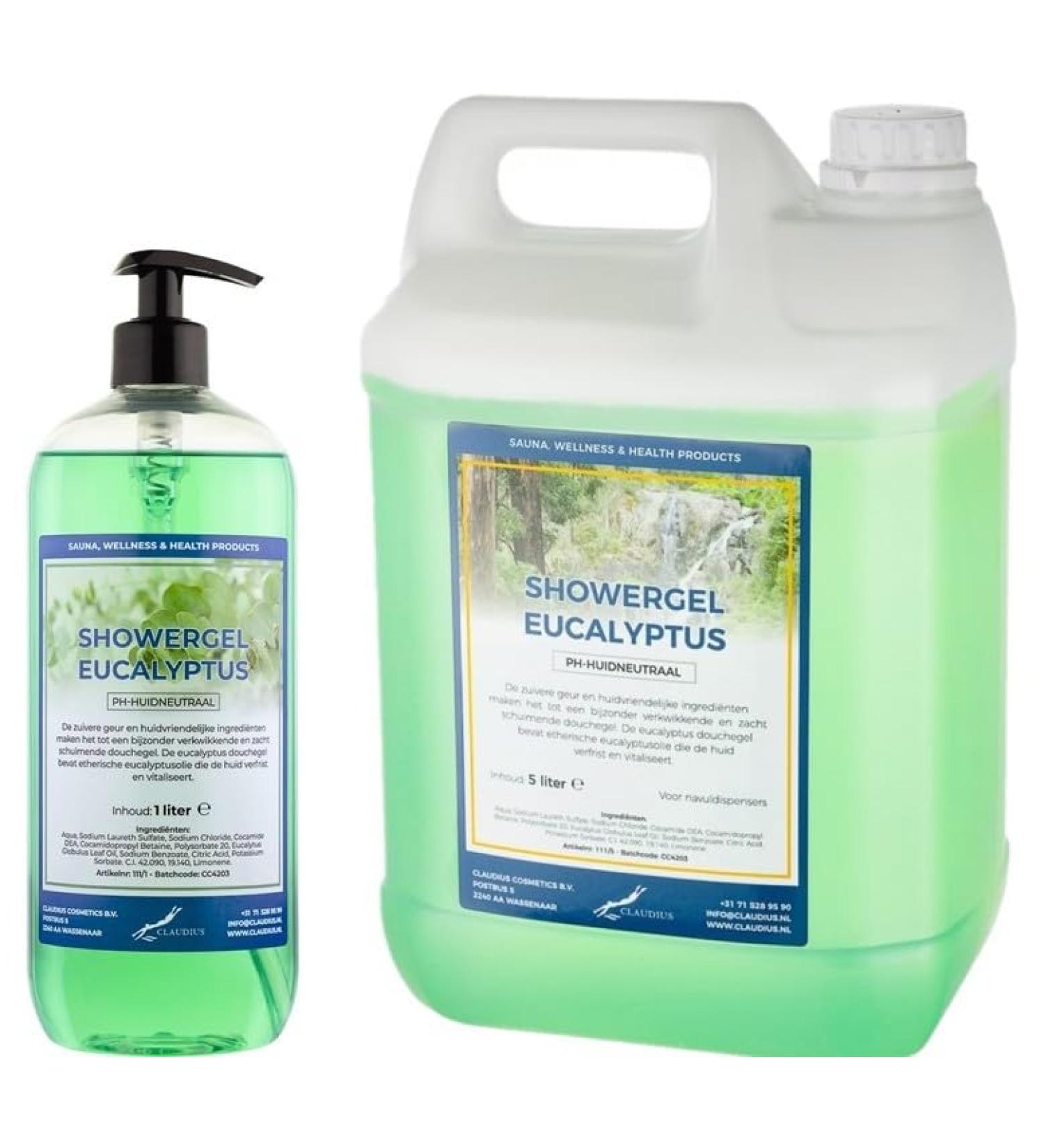 Claudius Showergel Eucalyptus 5 liter + 1 liter with pump transparent