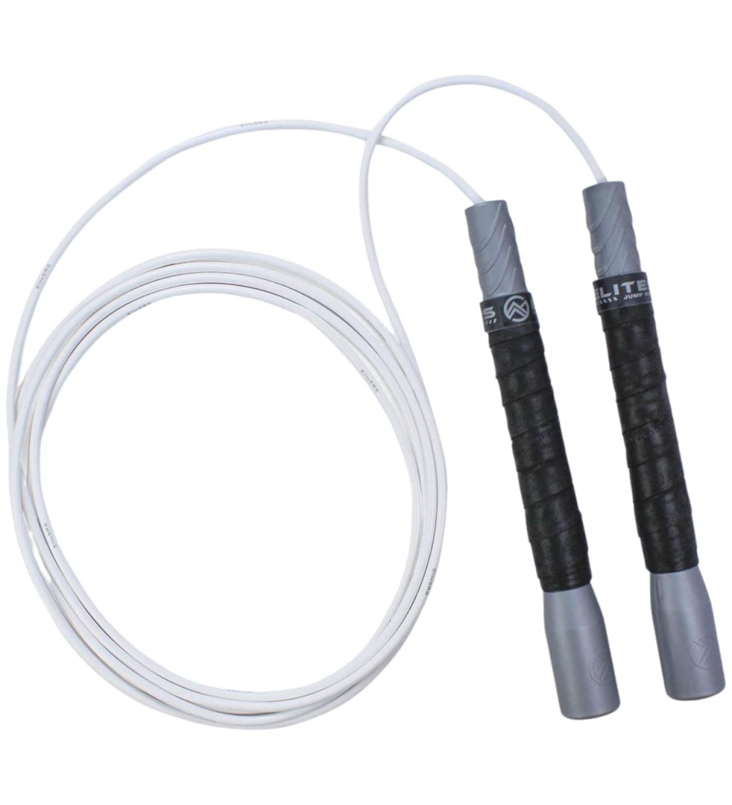 EliteSRS Fit Plus Pro Freestyle PVC Jump Rope for Tricks - 8ft Unbreakable Handles - Non-Slip Grip Tape - Silver/White - Buy Online on GoSupps.com