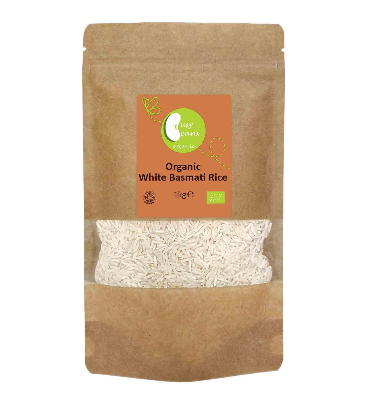 Organic White Basmati Rice - Certified Organic- by Busy Beans Organic (1kg) - Buy Online on GoSupps.com