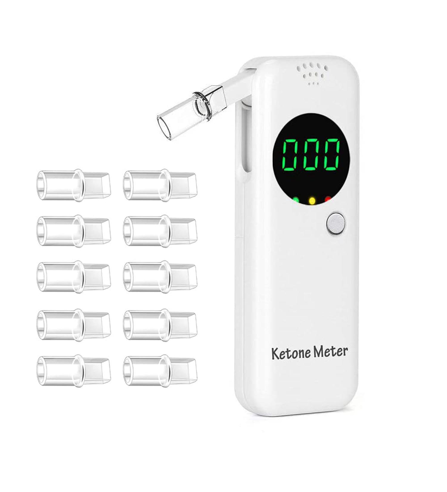 Ketone Breath Analyzer Ketosis Breath Tester Professional Breath Ketone Meter with 10pc Mouthpieces for Ketosis Testing-White - Buy Online on GoSupps.com