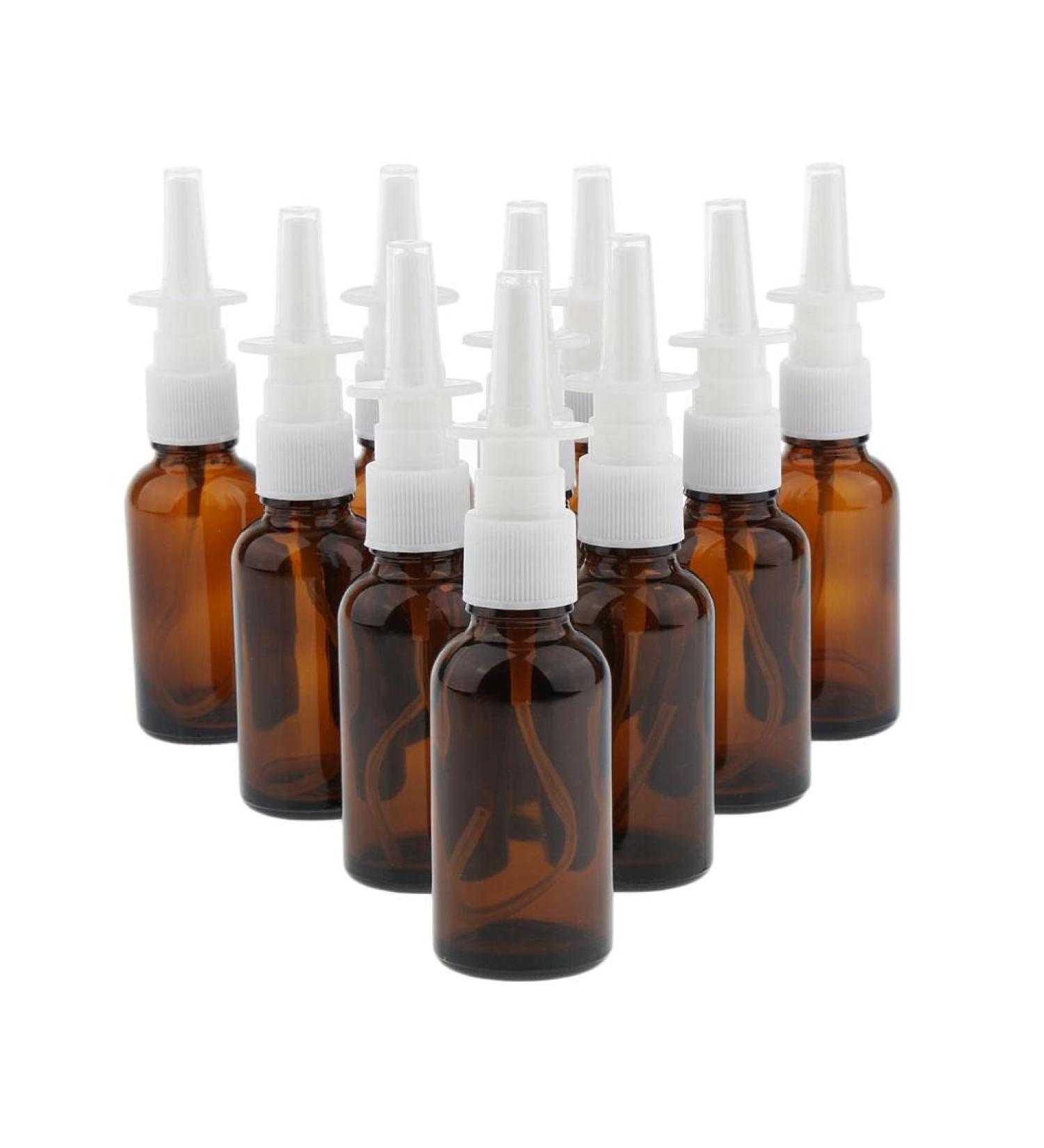 DYNWAVE 10 Empty Reusable Glass Nasal Spray Cans Containers 30ml Reusable Brown 3.2 x 12.4 cm - Buy Online on GoSupps.com