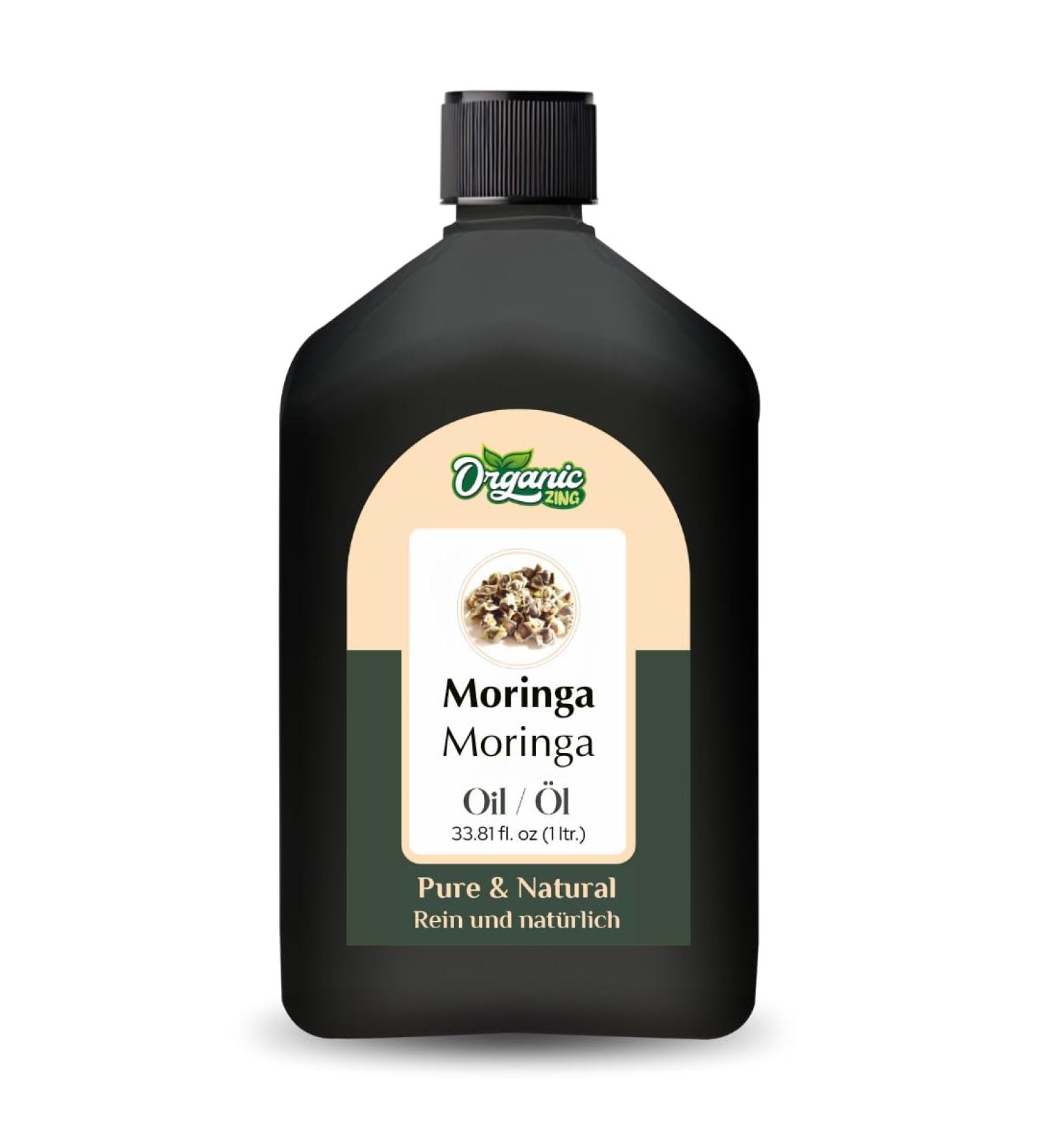 ORGANIC ZING Organic Zing Moringa (Moringa oleifera) Oil Pure & Natural for skin face hair care aromatherapy and massage 1000 ml