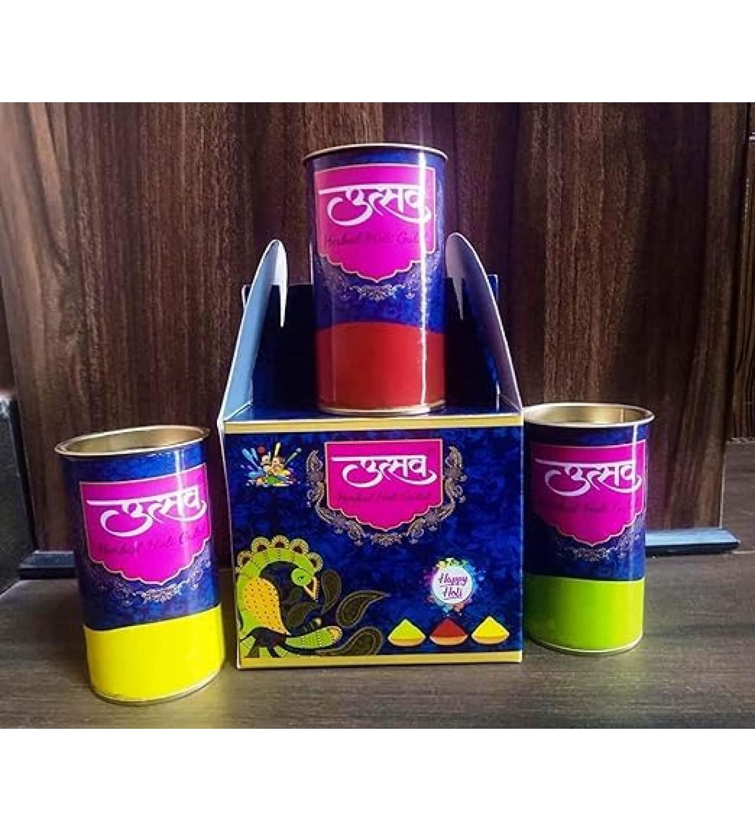Holi ke rang gulaal holi Indian festival color items color pack of 6 gift box