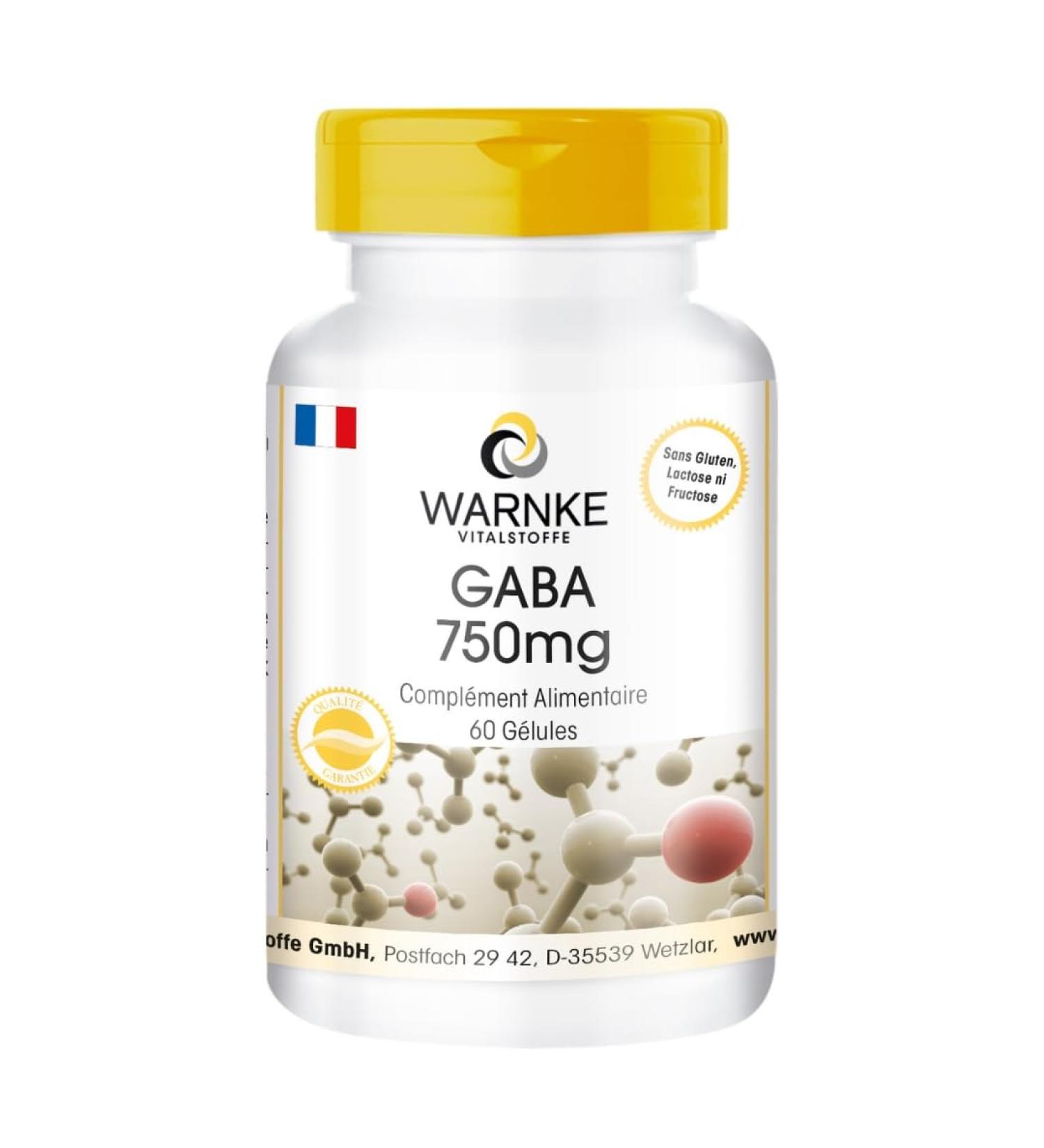 GABA 750 mg - 60 g lules - v gan - acide -aminobutyrique | Warnke Vitalstoffe - Qualit des pharmacies allemandes 60 unit (Lot de 1) - Buy Online on GoSupps.com