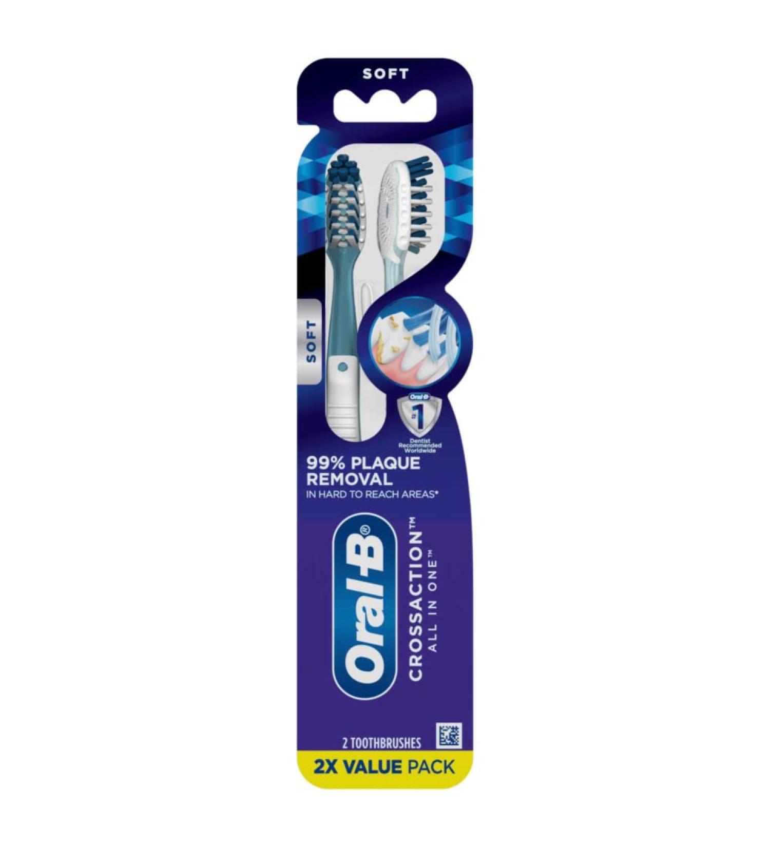 Oral-B CrossAction All in One Soft Toothbrushes - 2 Count Pack - Buy Online on GoSupps.com