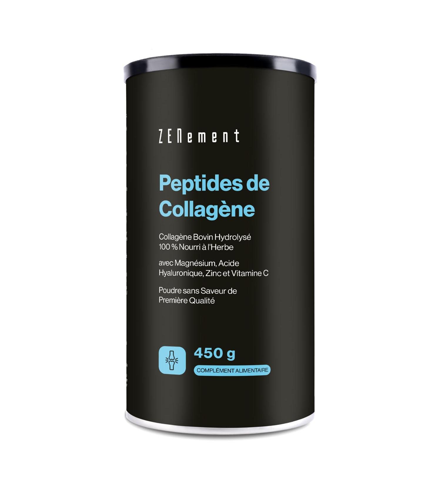 Hydrolyzed Collagen Peptides - Bovine Collagen Powder from Pastures - With Magnesium Hyaluronic Acid Zinc & Vitamin C - Unflavored - High Solubility - 450g - Buy Online on GoSupps.com