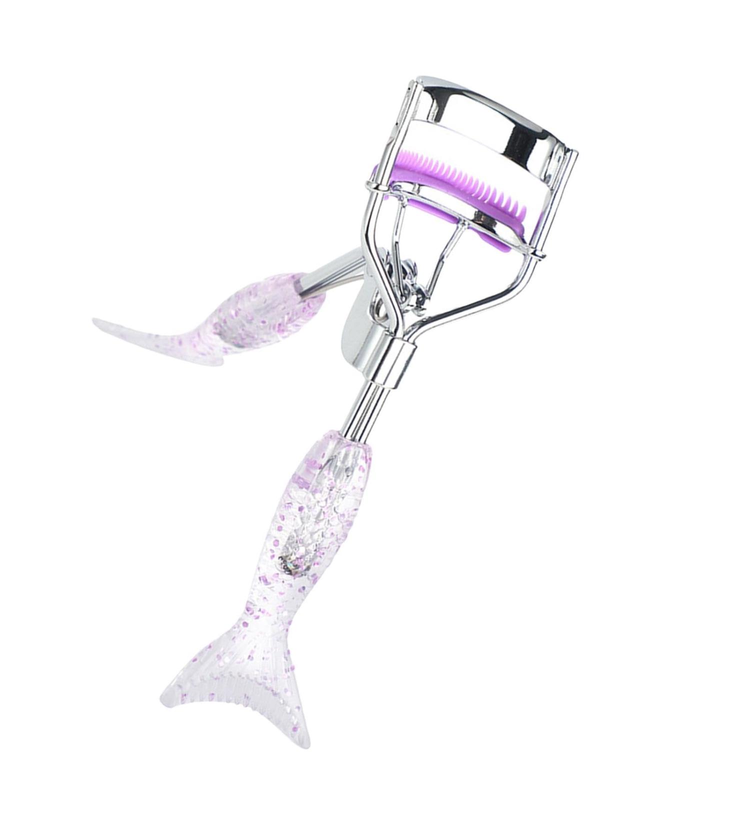 Uitseld Eye Lash Curler - Precision Fish Tail Shape Lash Curler with Comb Teeth | Portable Makeup Supplies Beautiful Ergonomic Eyelash Tools for Eye-Opening Lifted Lashes A4 Chrome Plated With Purple Comb Purple Mermaid - Buy Online on GoSupps.com