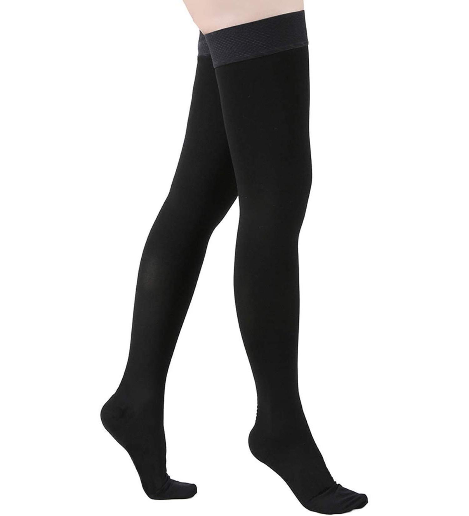 KEKING Thigh High Compression Stockings 15-20mmHg - Black, Medium, Closed Toe - Men & Women Leg Support Hose for Swelling, Varicose Veins, Edema, DVT (1 Pair) - Buy Online on GoSupps.com