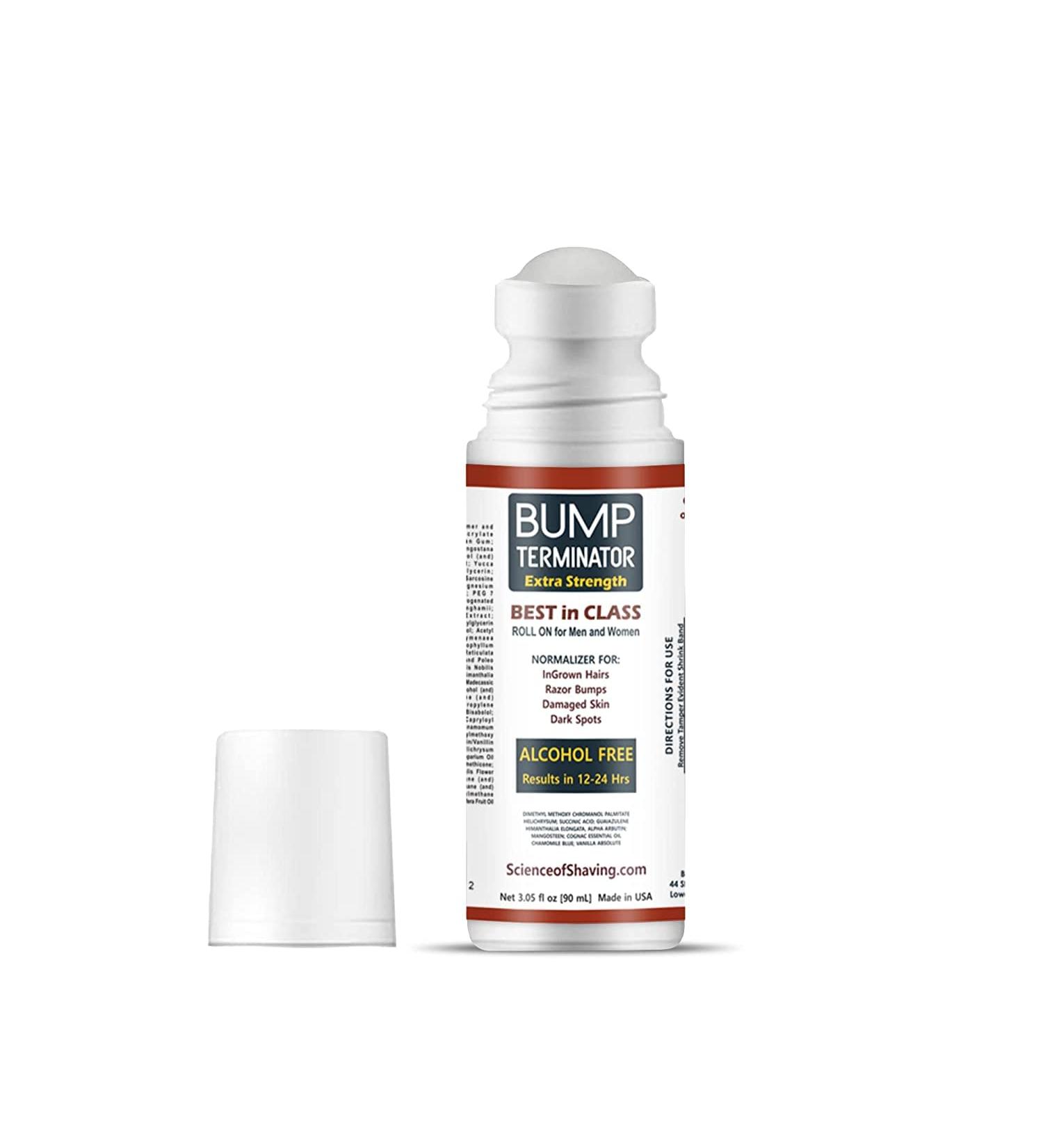 BUMP Terminator EXTRA STRENGTH, Alcohol FREE, Water FREE Anti Razor Bumps, Ingrown Hair, Skin Treatment for Face, Neck, Bikini Area, Legs & Dark Spot Corrector, Unisex Roll On