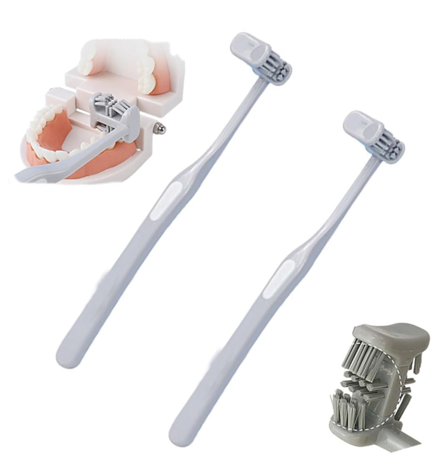 6-Page Round Super Soft Toothbrush - Deep Cleaning & Portable 4 Pieces for Adults & Kids - Gray - Sensory Joy Dental Care - Buy Online on GoSupps.com