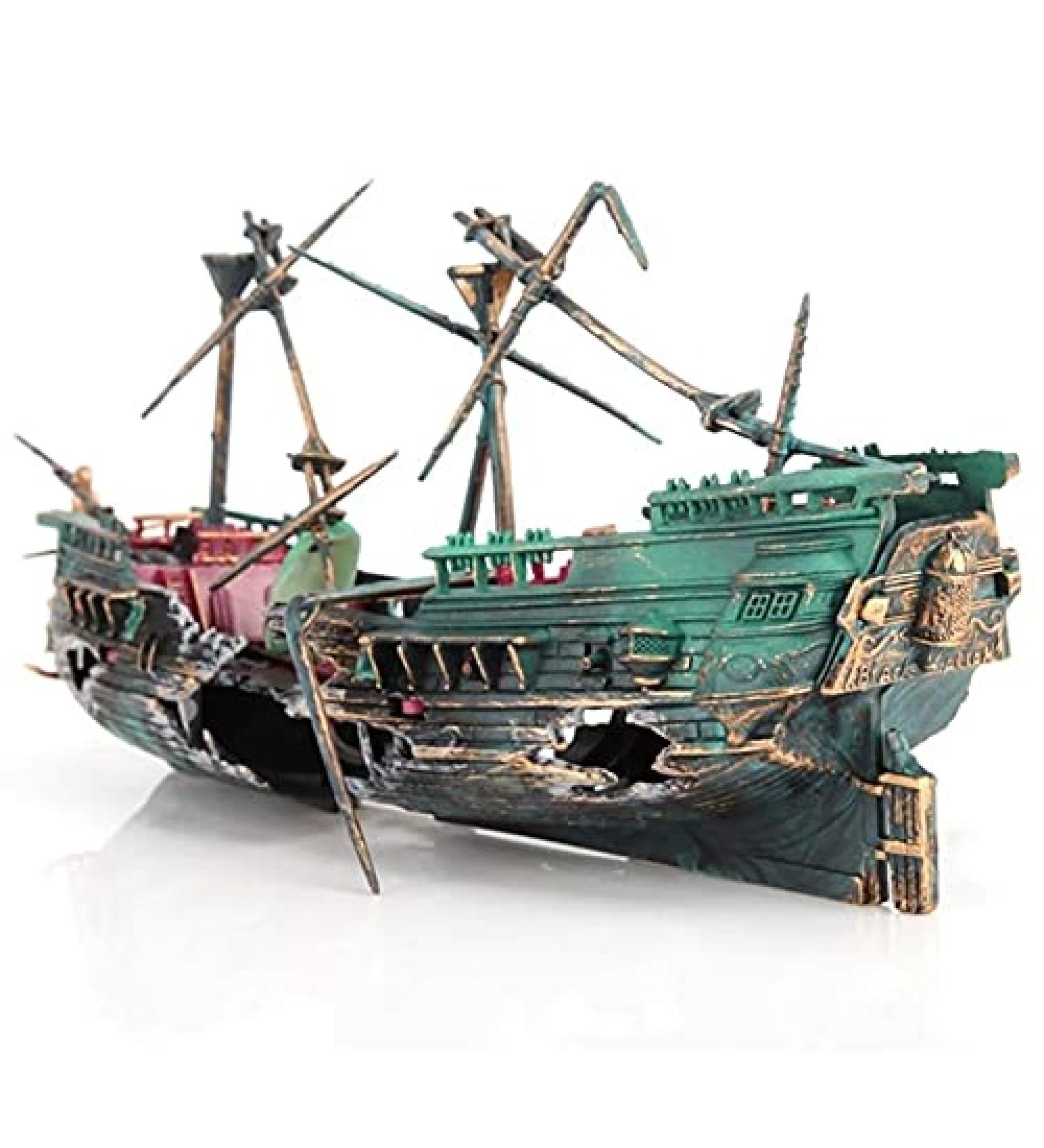 Buy Sreuyong Large Aquarium Shipwreck Decor - Realistic Resin Boat & Fish Ornaments for Stunning Aquarium Accessories - Buy Online on GoSupps.com