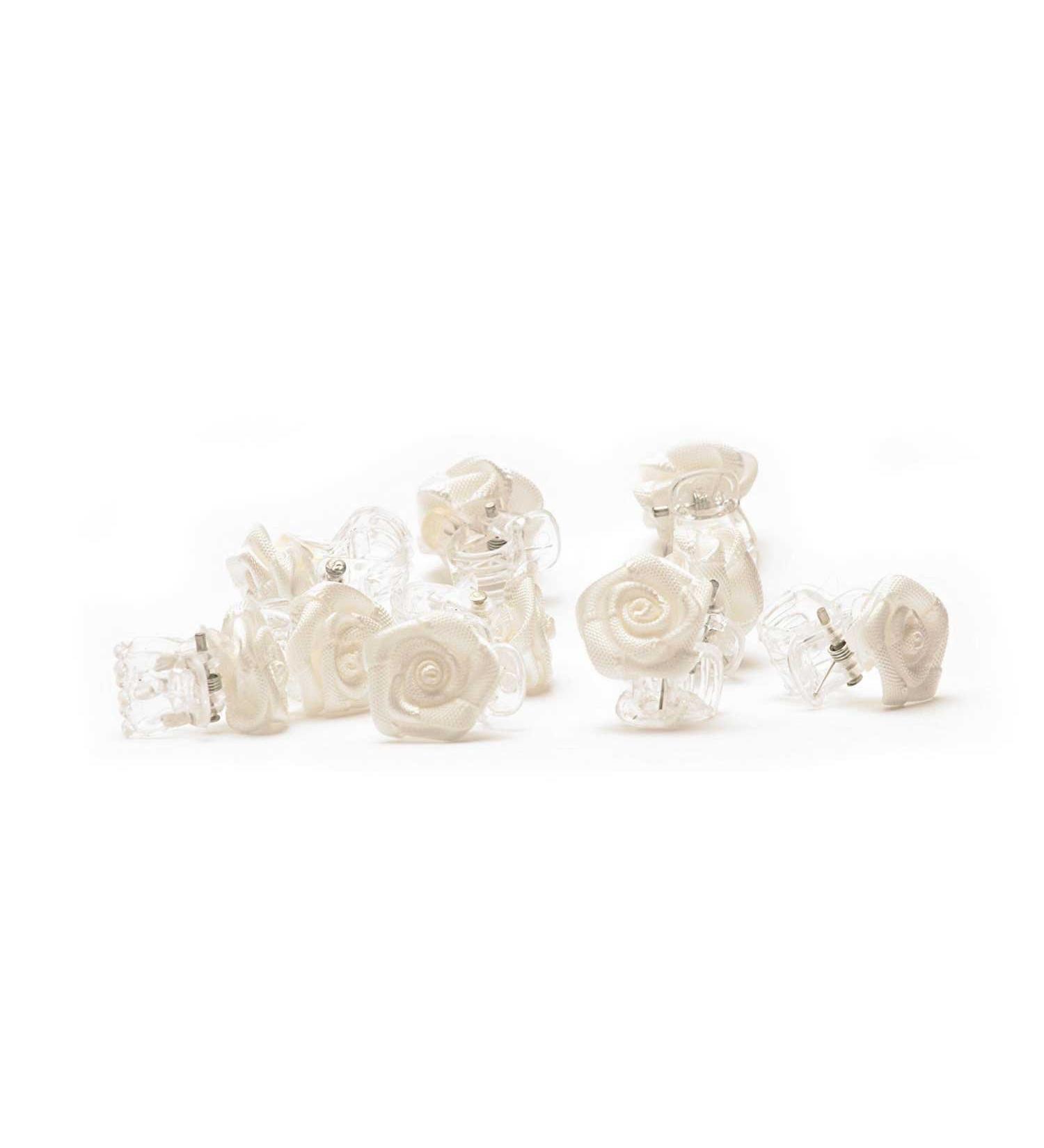 10 x Rose Hair Clips - Bridal Hair Accessories - White Hair Clips - Set of 10 for Weddings - Buy Online on GoSupps.com