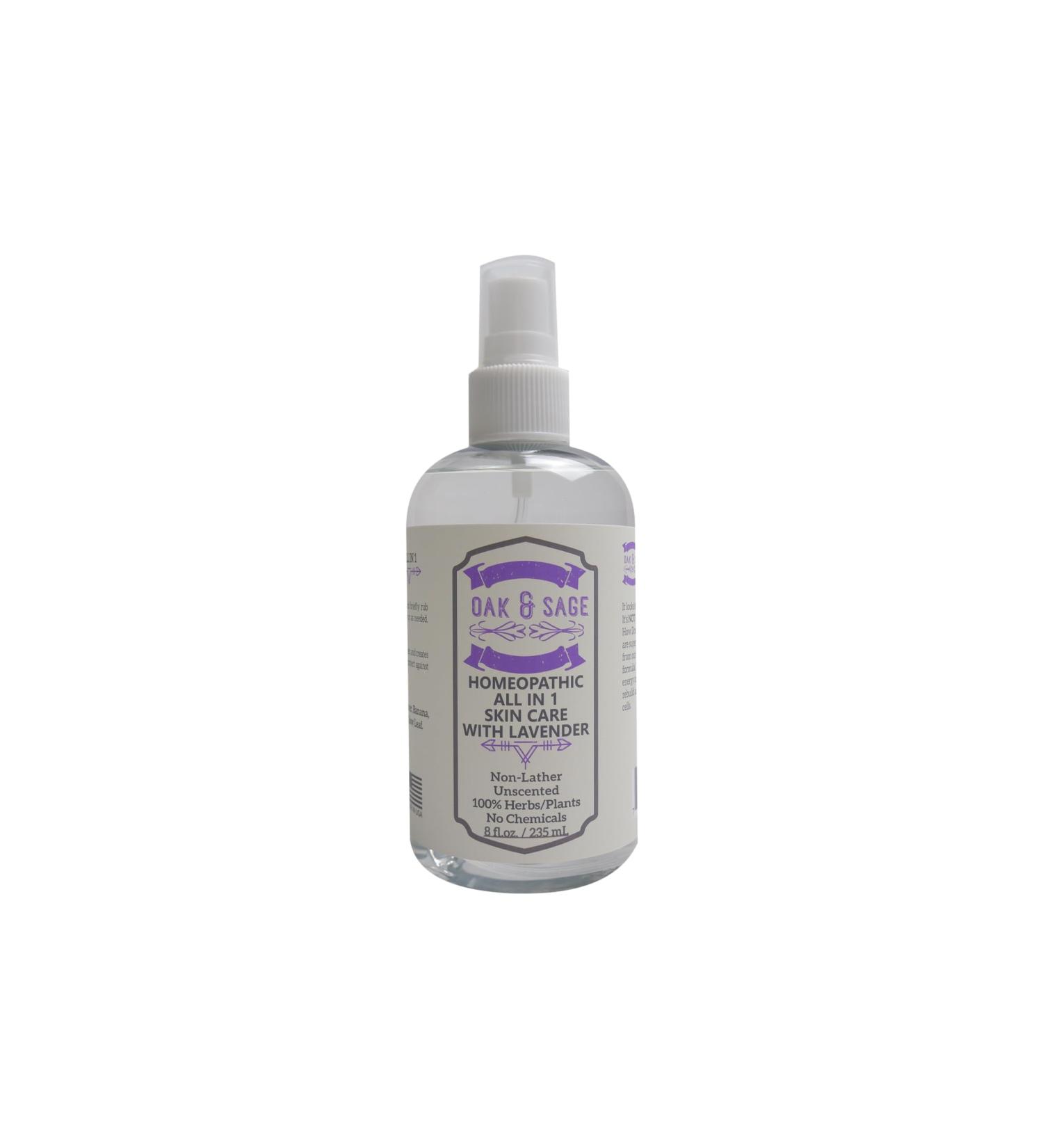 OAK & SAGE Homeopathic All in 1 Skin Care with Lavender - NonLather - Unscented - 8oz - 100% Herbs/Plants No Alcohol No Chemicals - for Normal Dry Oily and Sensitive Skin Types - Buy Online on GoSupps.com